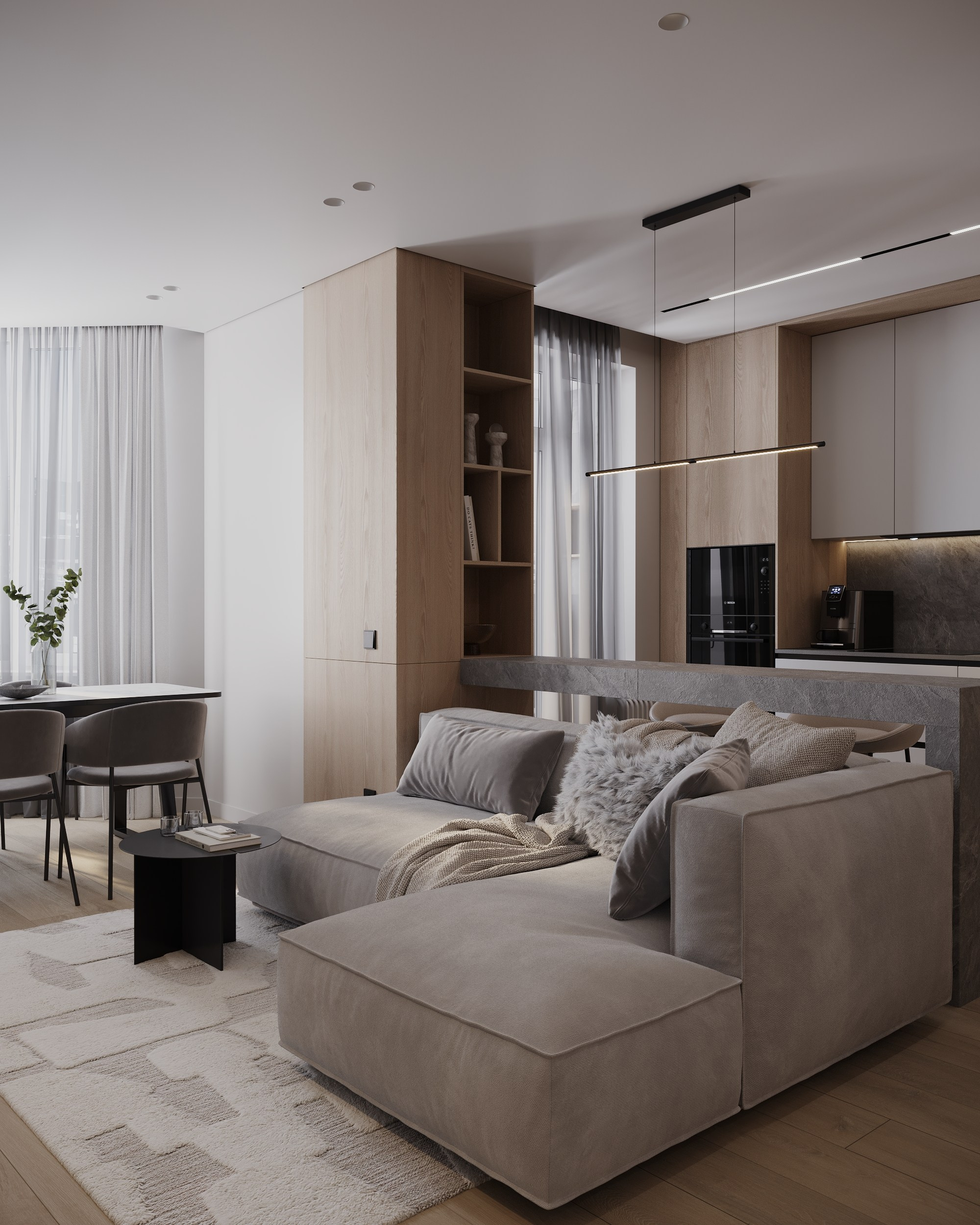 2-я Круговая, 67.3 кв.м. Дизайн интерьера, 3D-визуализация Владивосток