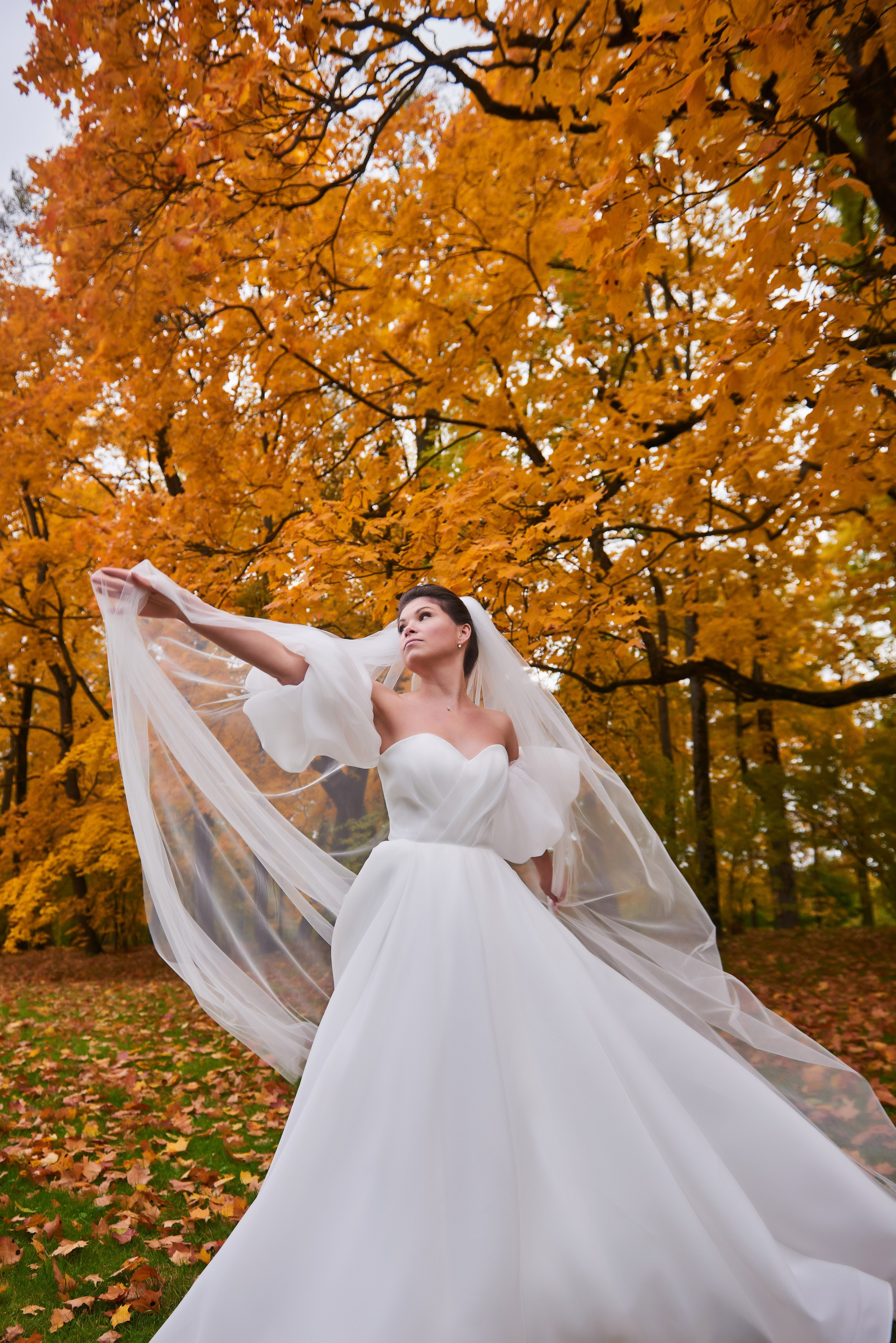 Осенняя свадебная прогулка в Екатерининском парке в Пушкине. Портретный, семейный и свадебный фотограф в Санкт-Петербурге и в Пушкине Ширяев Денис