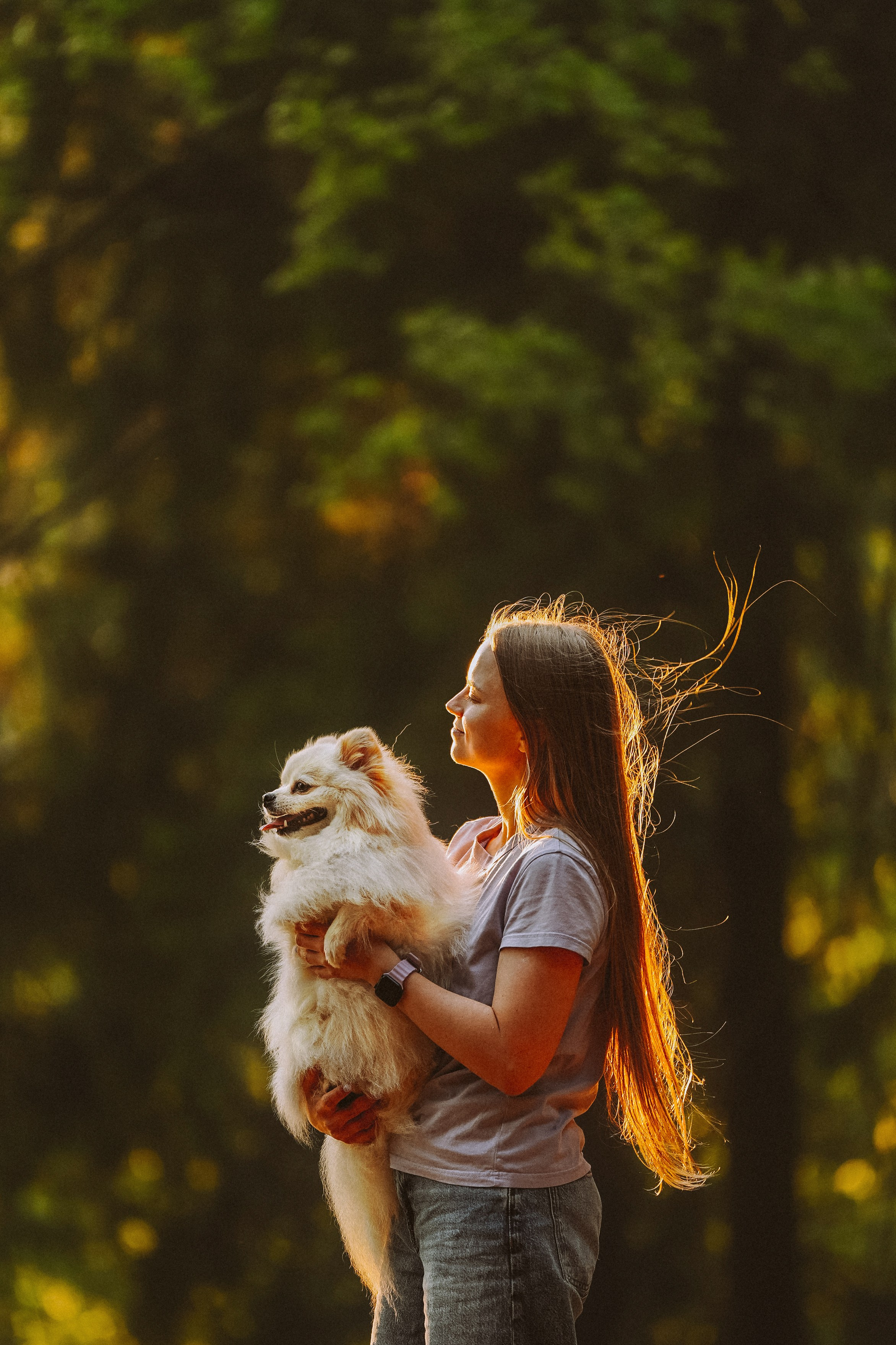 Фотосессия с собачкой в лесу. Фотограф анималист в Спб недорого Олеся Майорова