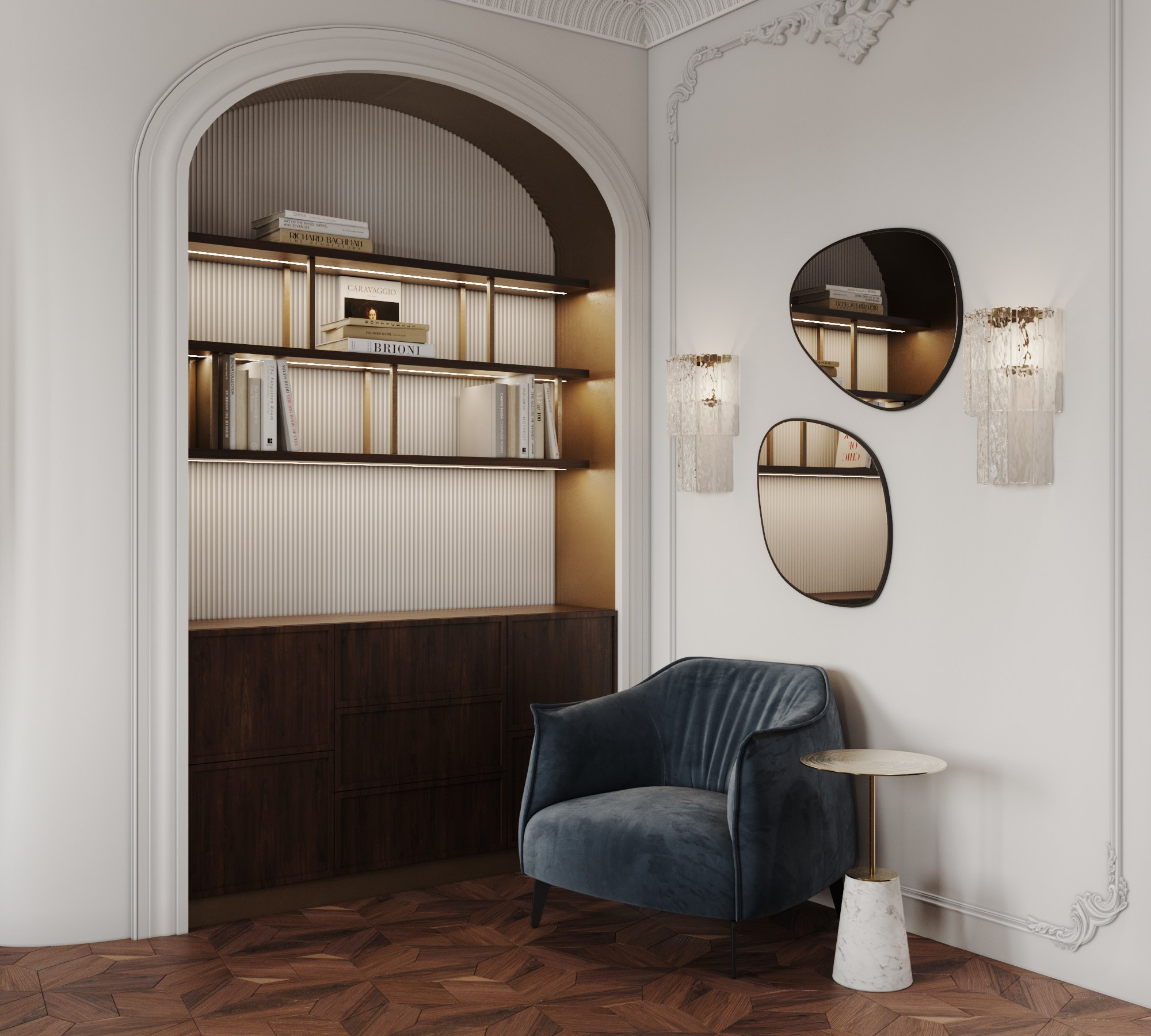 Кухня-гстиная ЖК Скай. Интерьерная 3D Визуализация