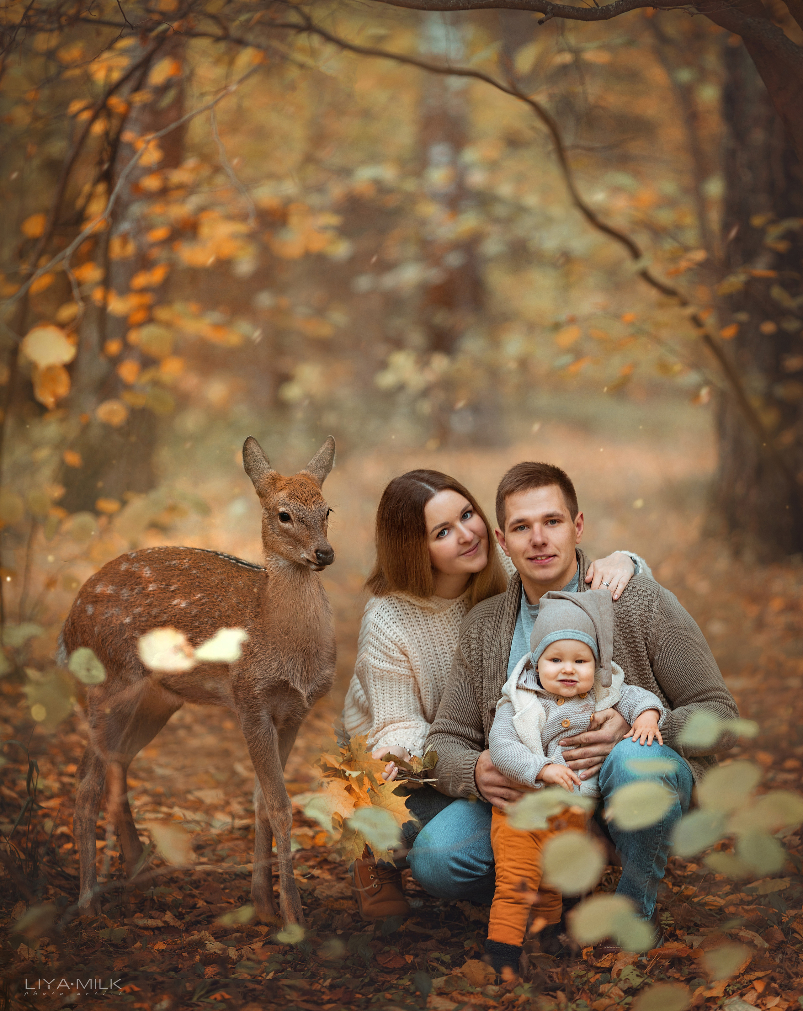 осенние фотосессии фотосессия с оленями детский фотограф Лия милк liyamilk