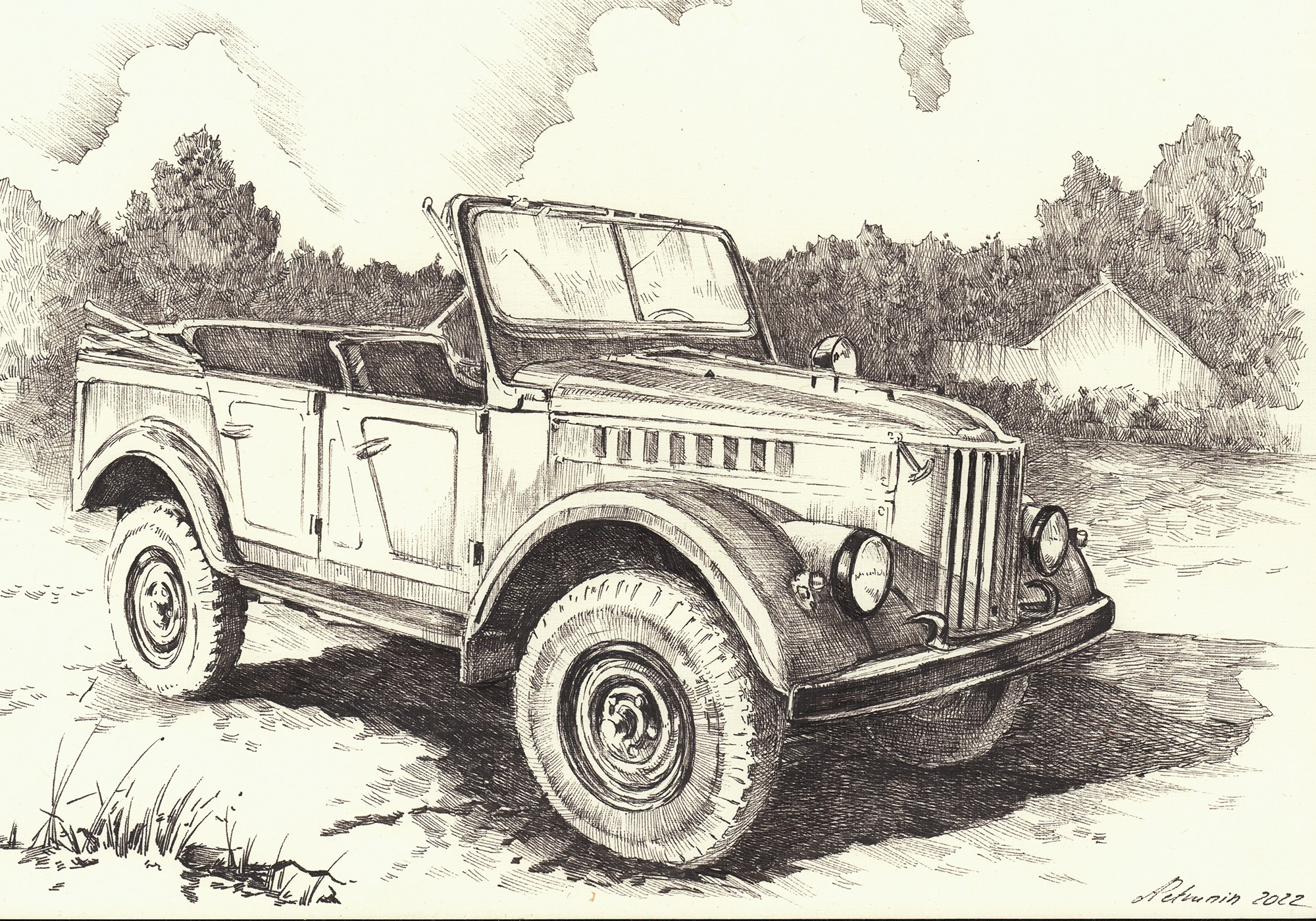 Легковые и грузовые автомашины СССР. Художник Александр Петрунин