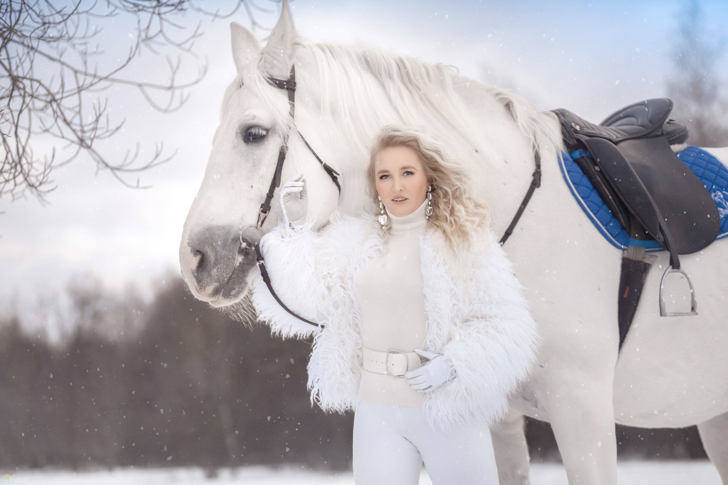 Фотосессии с лошадьми зимой. Фотограф женский и мужской портрет Санкт-Петербург
