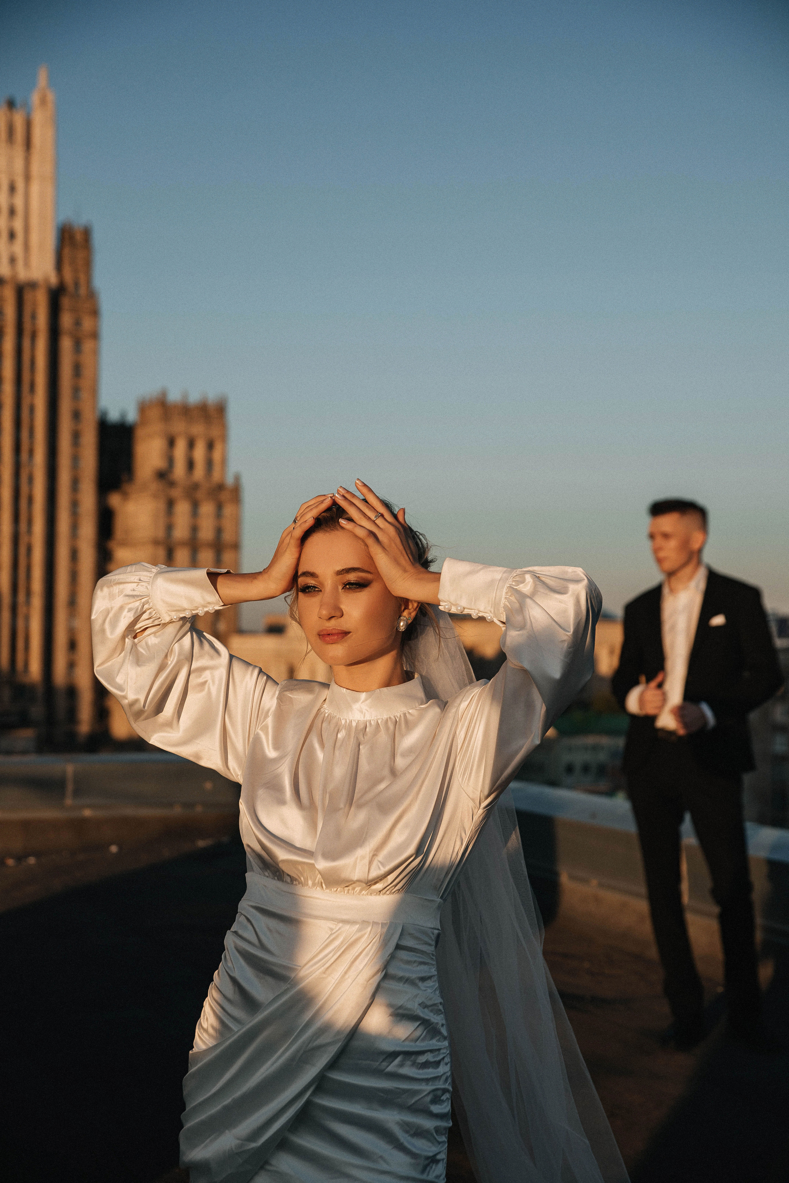 Свадебная фотосессия на крыше. Свадебный и семейный фотограф в Москве