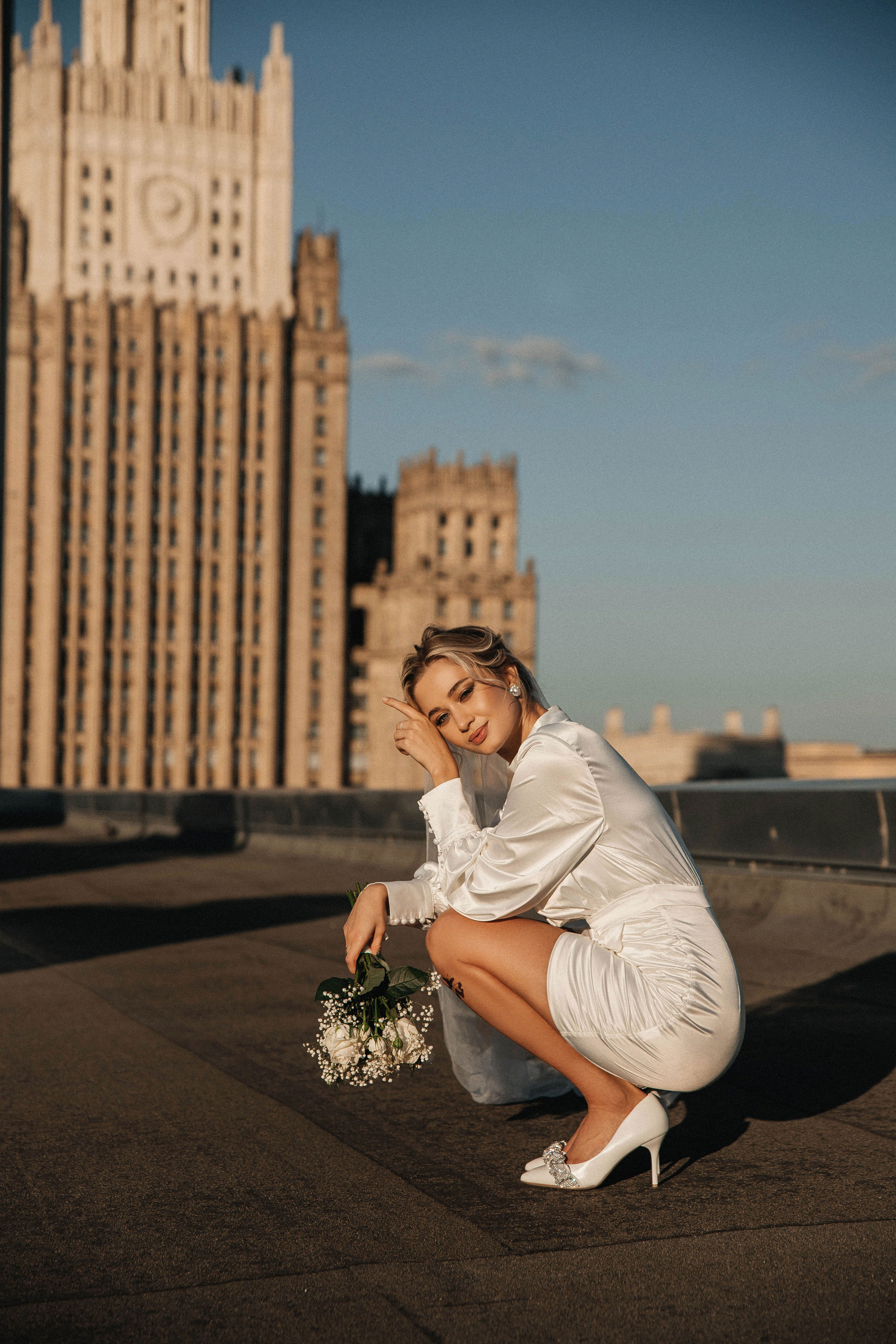 Свадебная фотосессия на крыше. Свадебный и семейный фотограф в Москве