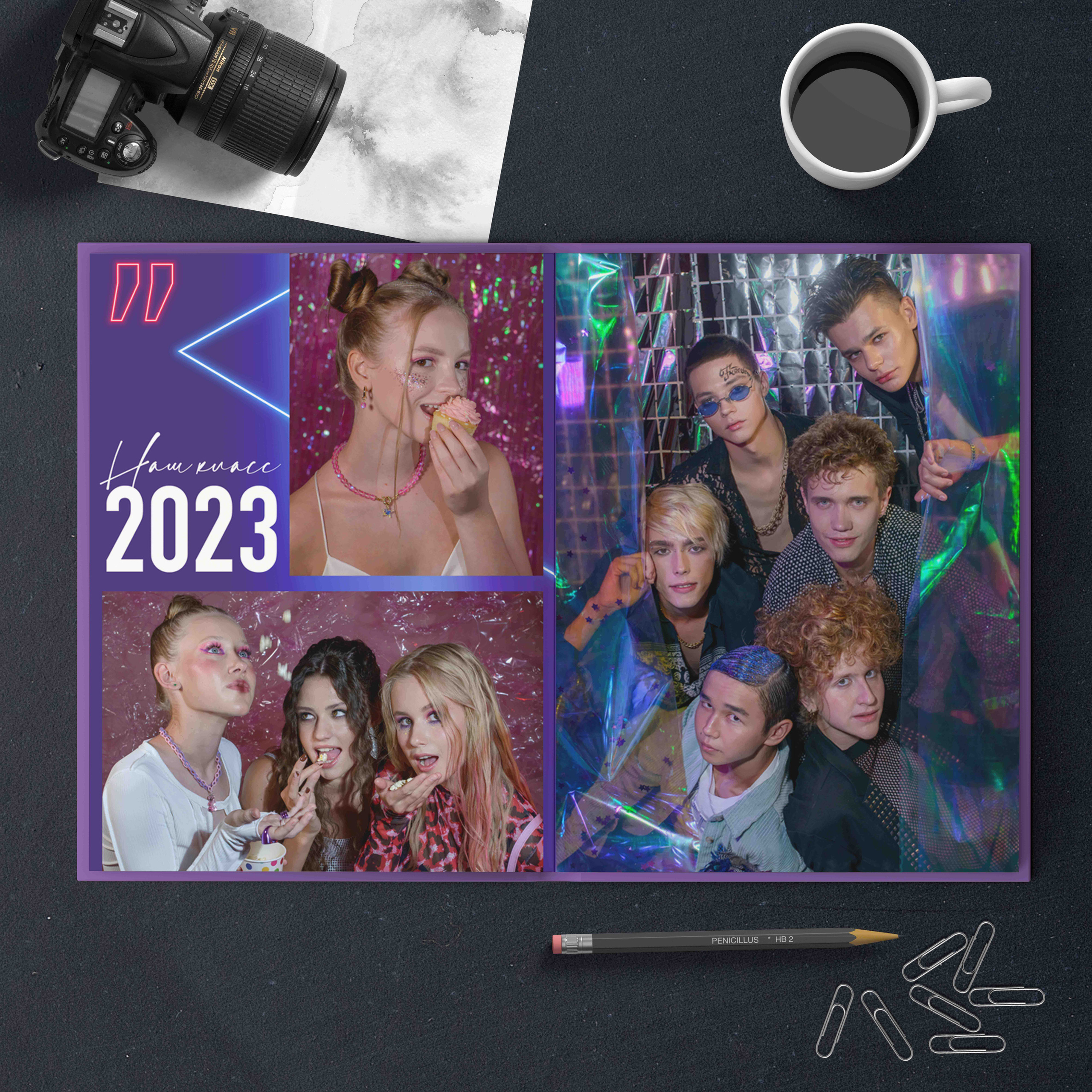 Дизайн альбома Neon 2.0. Выпускной школьный альбом в Москве / Школьный фотограф Юлия Михайленко