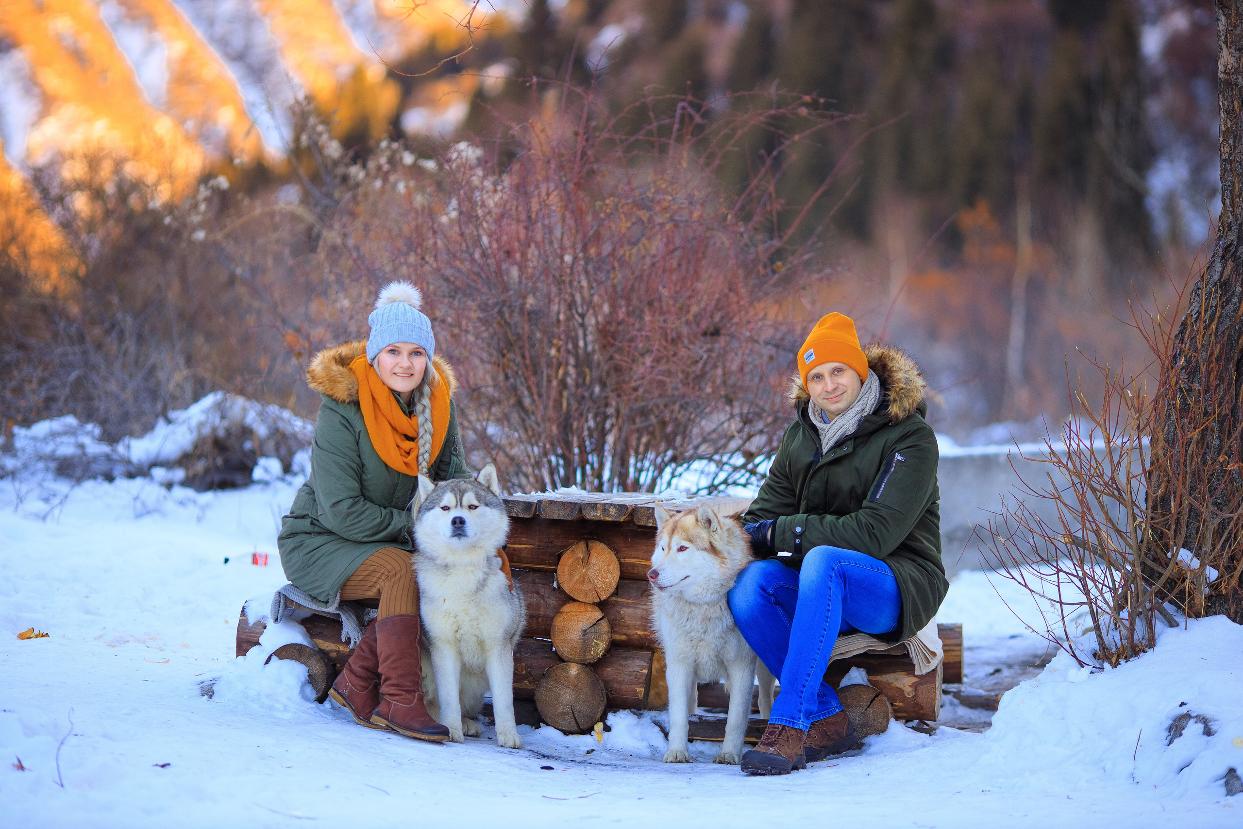 Зимняя фотосессия с Хаски. Свадебный и семейный фотограф в Алматы Алексей Балышев