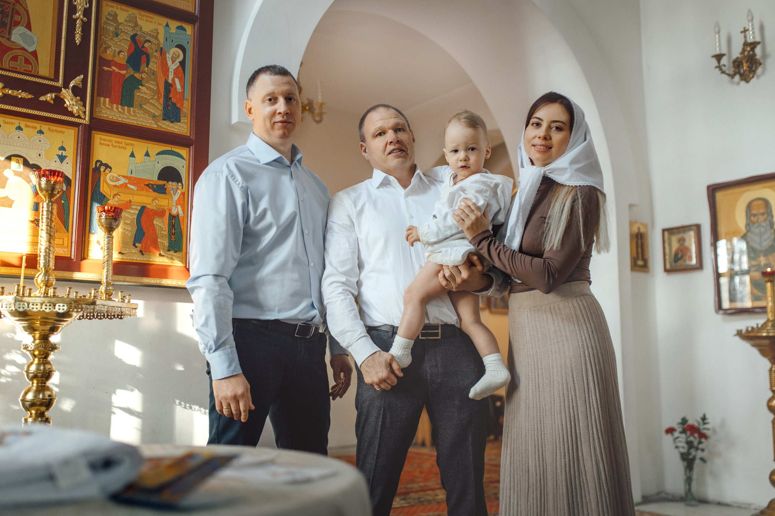 Таинство крещения Льва, храм Вознесения Господня, Ждановичи, февраль 2025