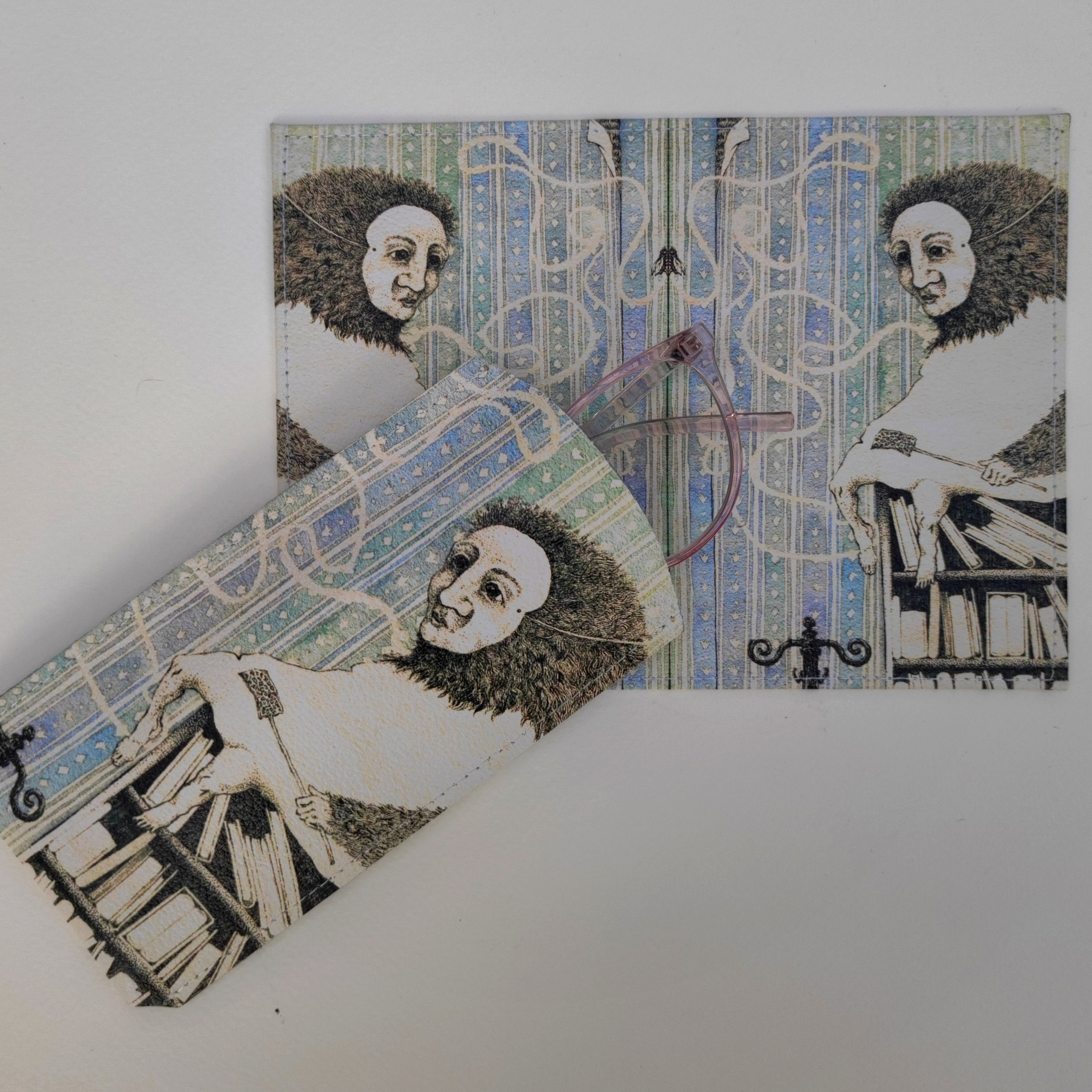 Чехол для очков и обложка на паспорт "Ловец блох", натуральная кожа