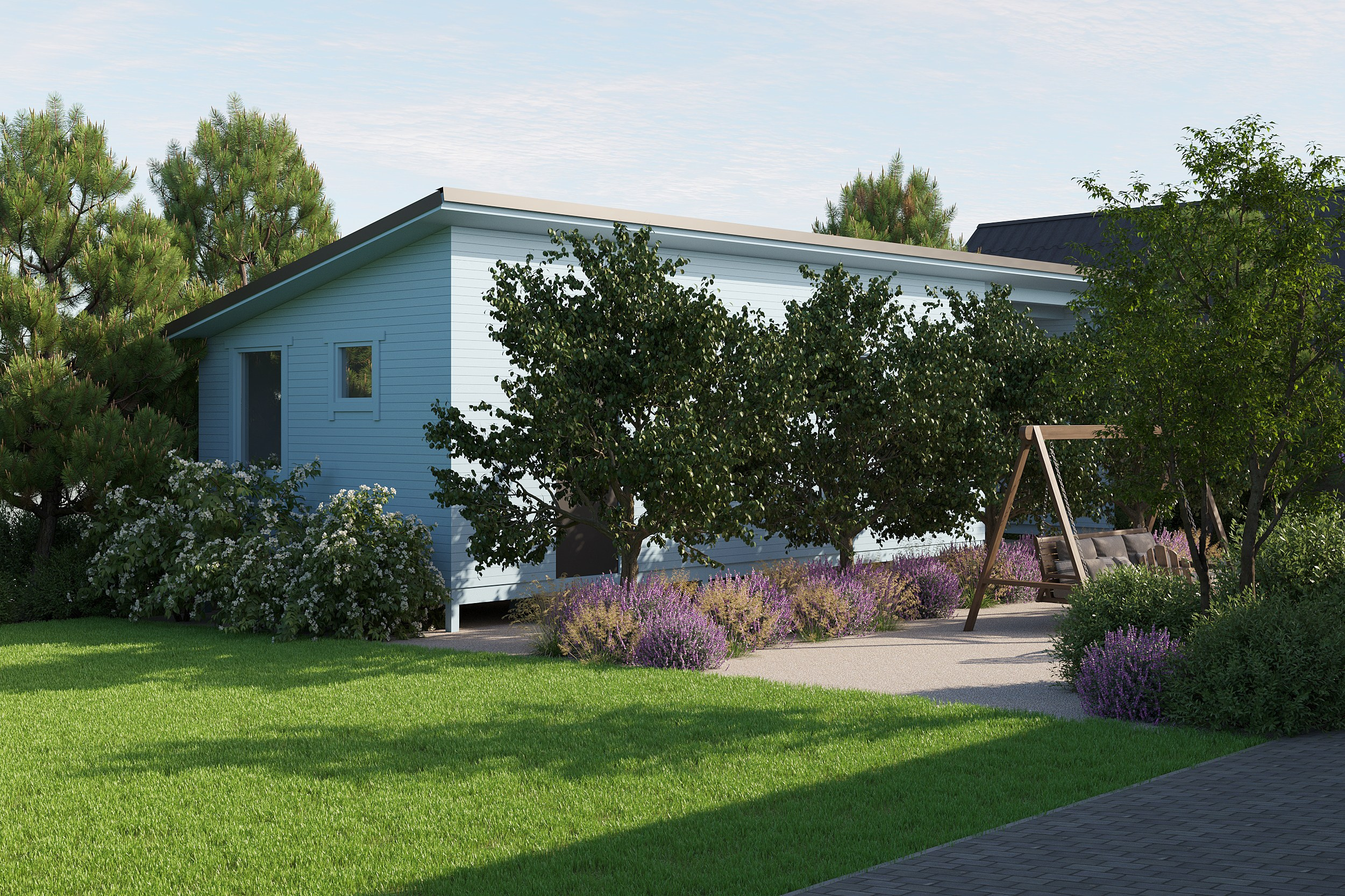 Визуализации ландшафтного дизайна дома в Изборске. 3d визуализатор marybond3d