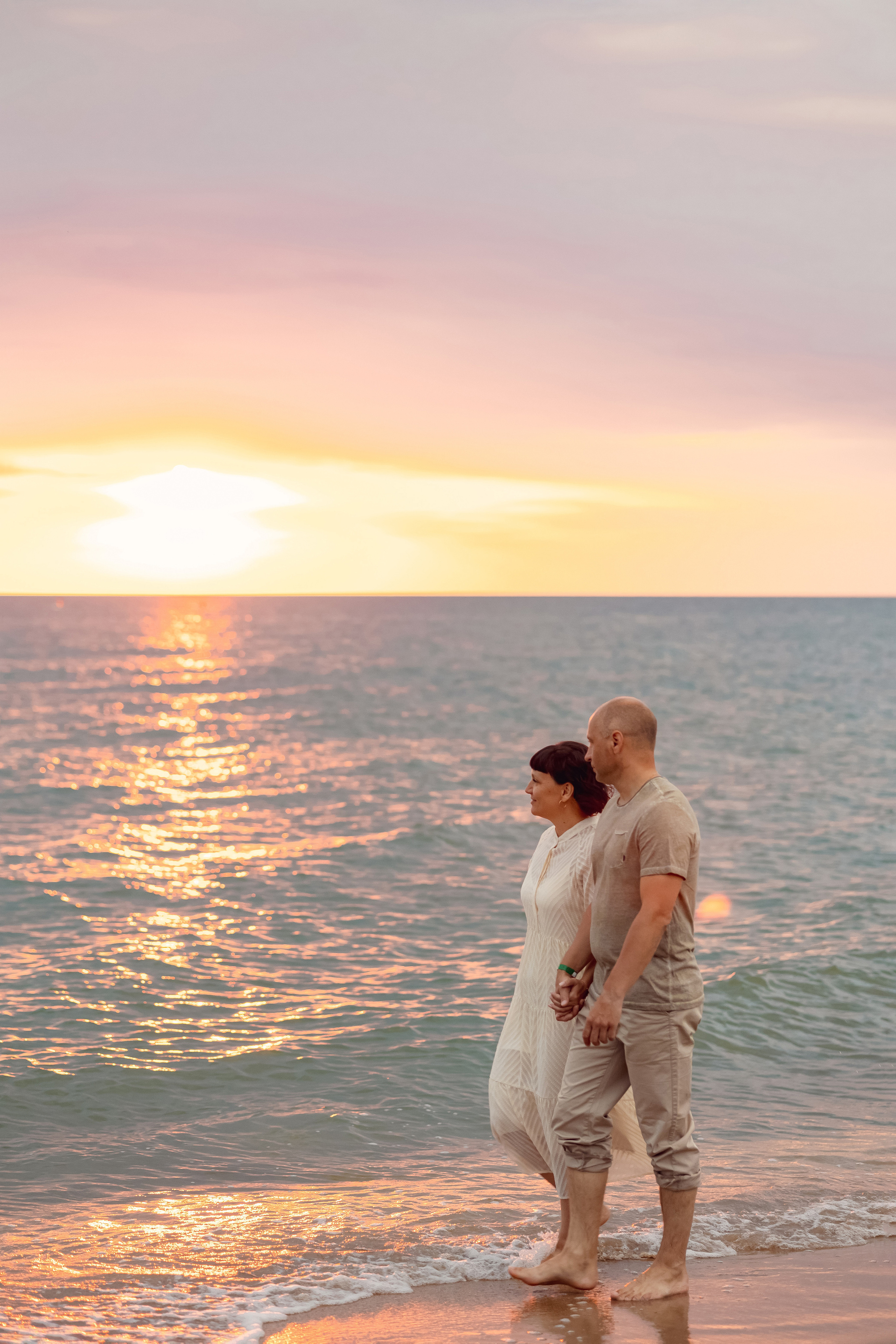 Елена с супругом на рассвете. Свадебный и семейный фотограф в Каспийске Алёна Нурмагомедова