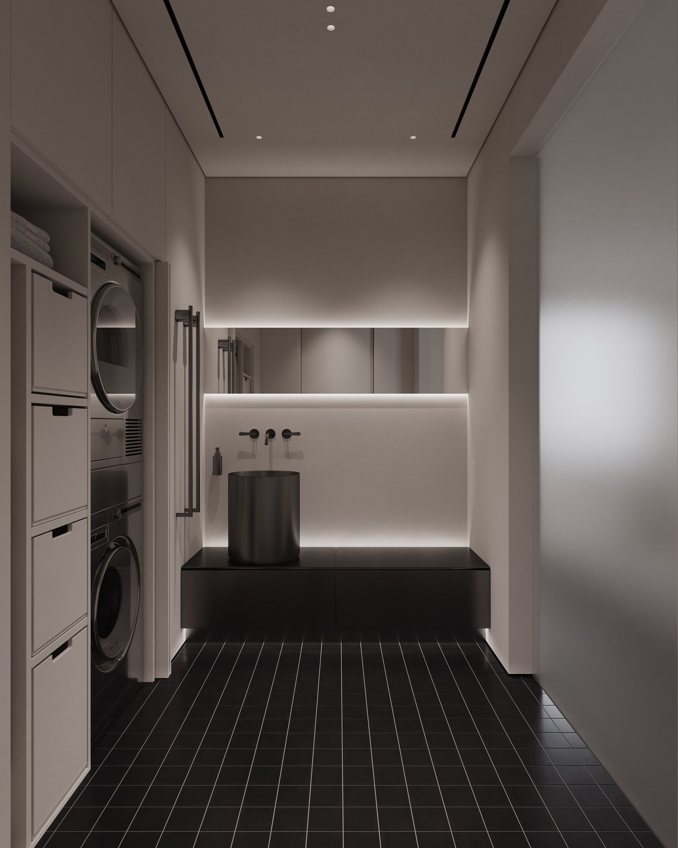 Прачеченая гостевой туалет санузел в стиле минимализм Dea como interior