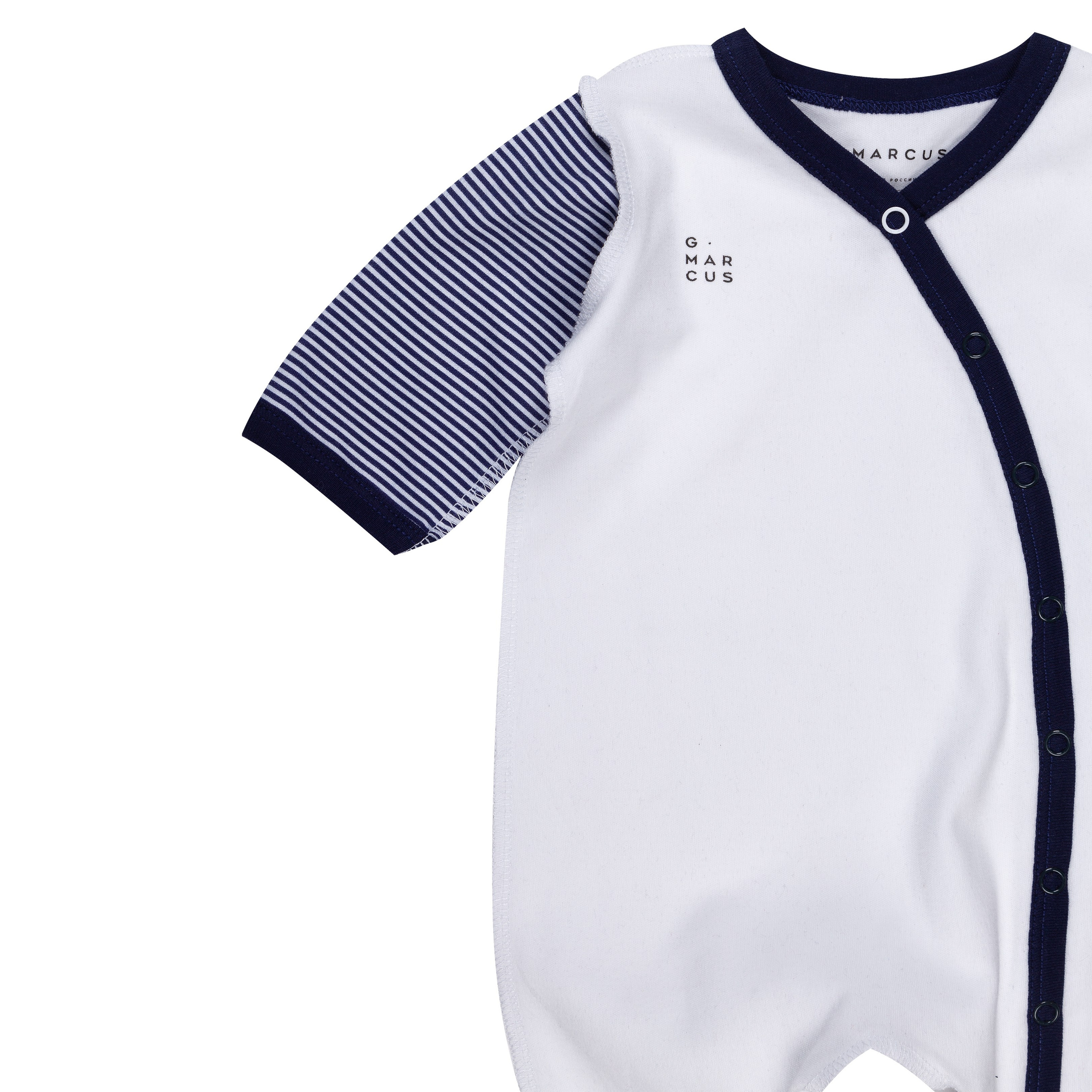 Боди детское Бело синее накнопках