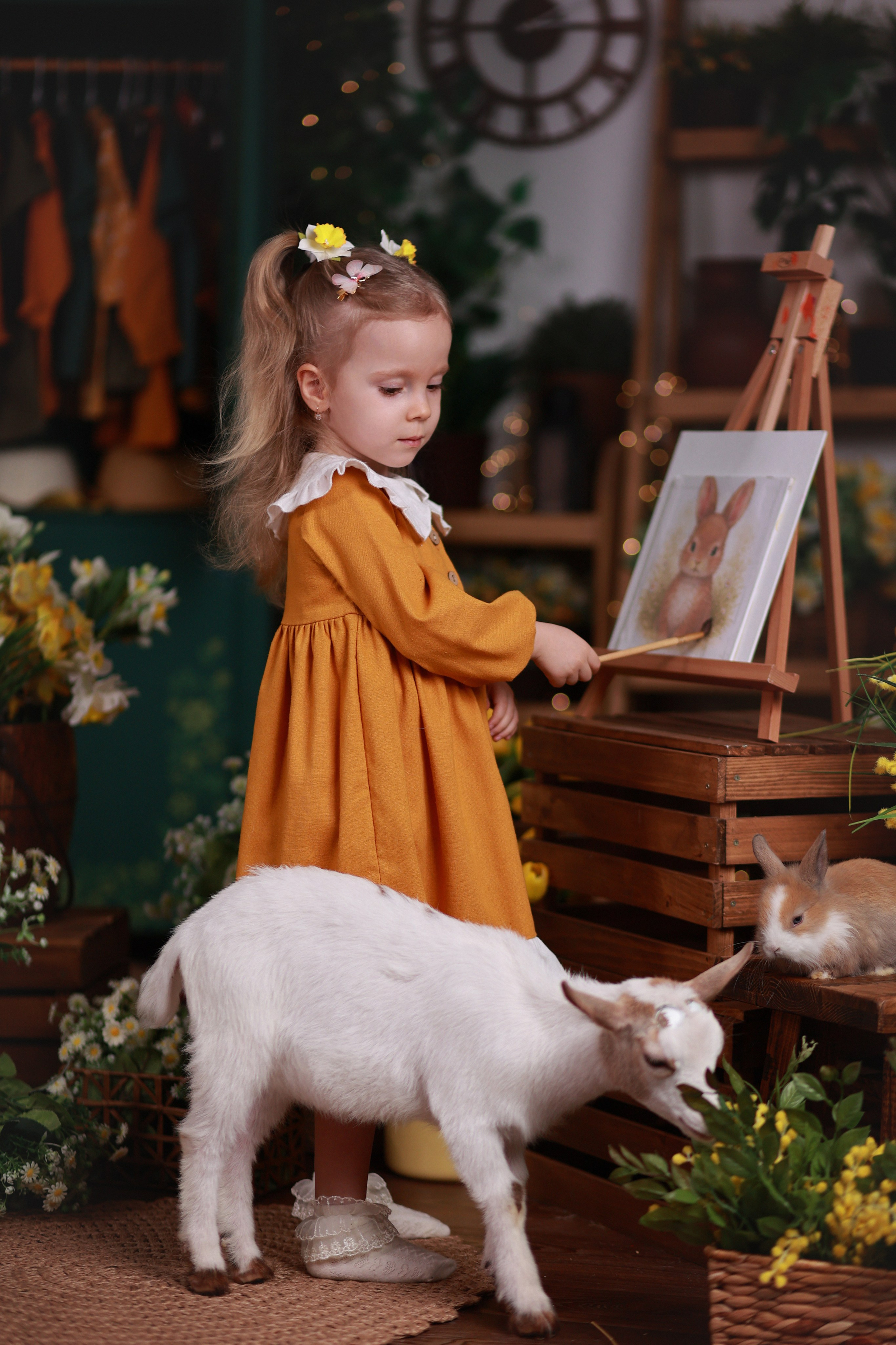 Фотопроект с козочкой и кроликами 2026 г. Детский семейный фотограф Краснодар