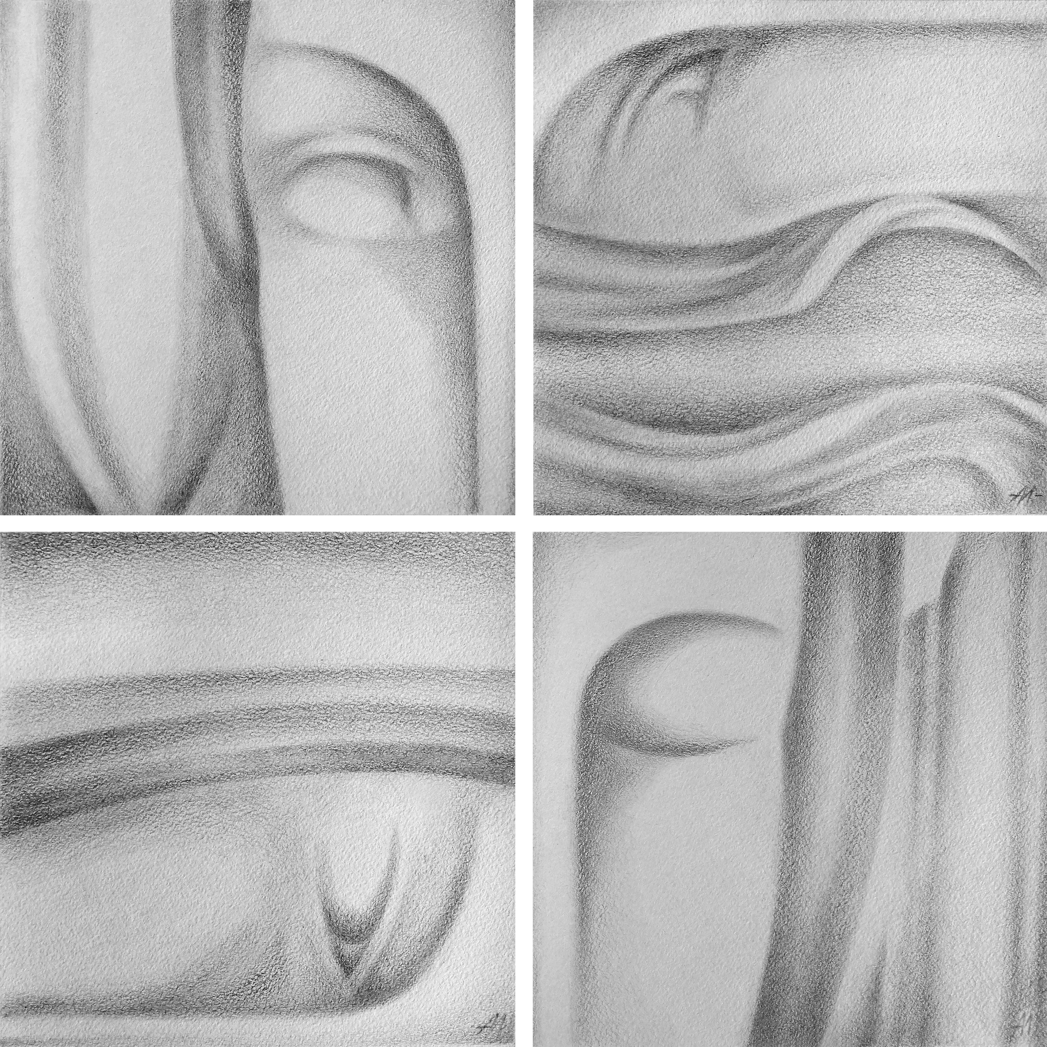 Художник Алексей Максимов. Тетраптих. Стихии, 2020, бумага, графитовый карандаш  