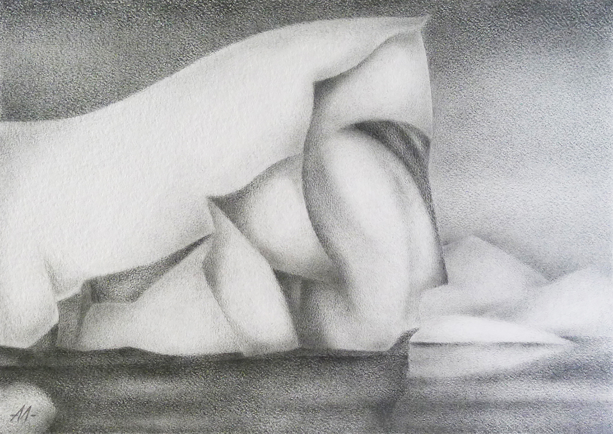 Посвящение художнику Инне Олевской. Художник Алексей Максимов. Скульптор, 2021, бумага, графитовый карандаш.