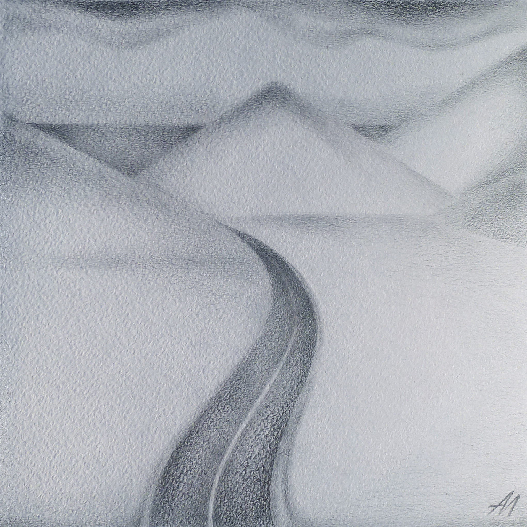 Художник Алексей Максимов. Поворот,  2021, бумага, графитовый карандаш. Собрание Эрмитажа