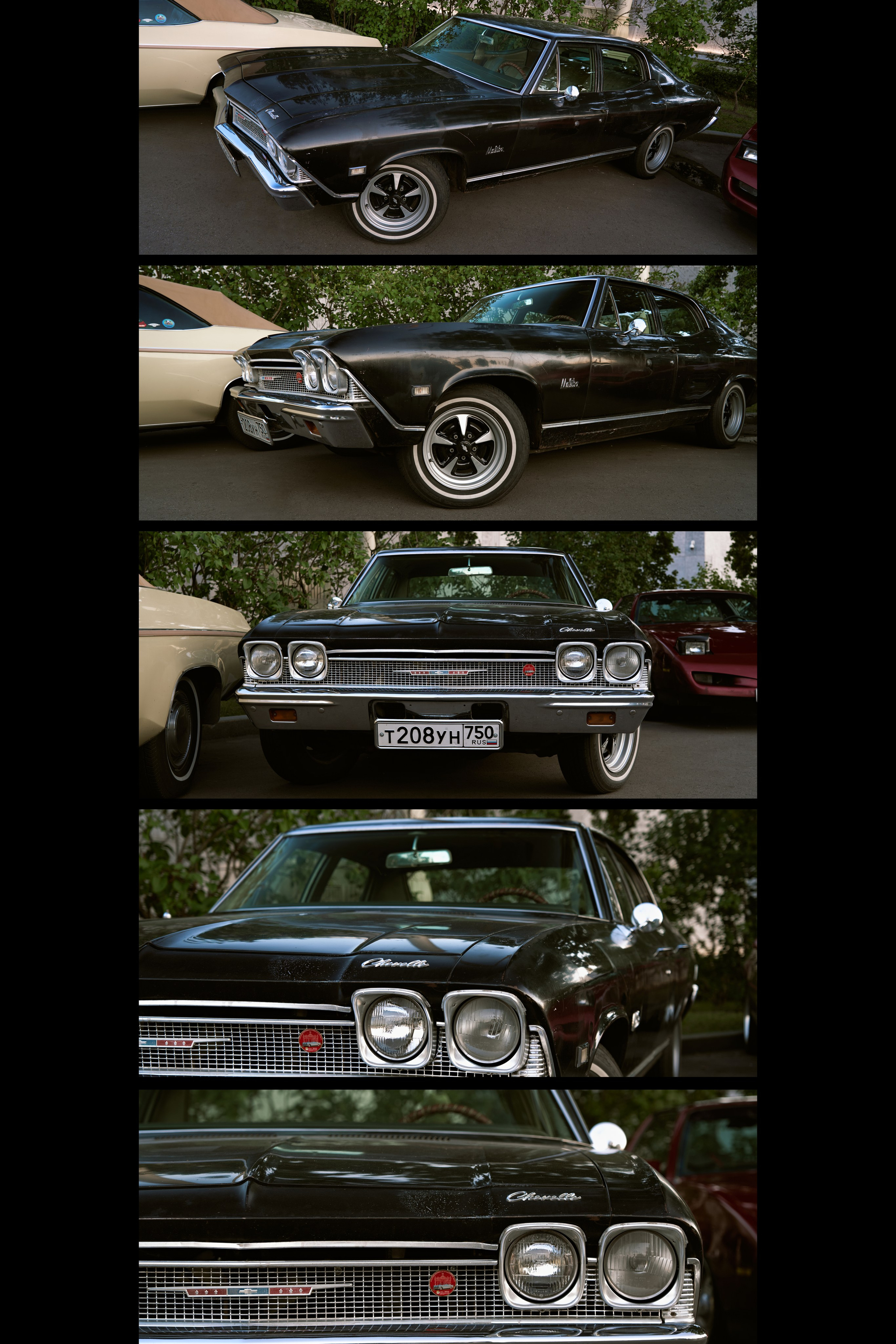 Классический черный маслкар Chevrolet Chevelle 1968 года на автомобильной выставке