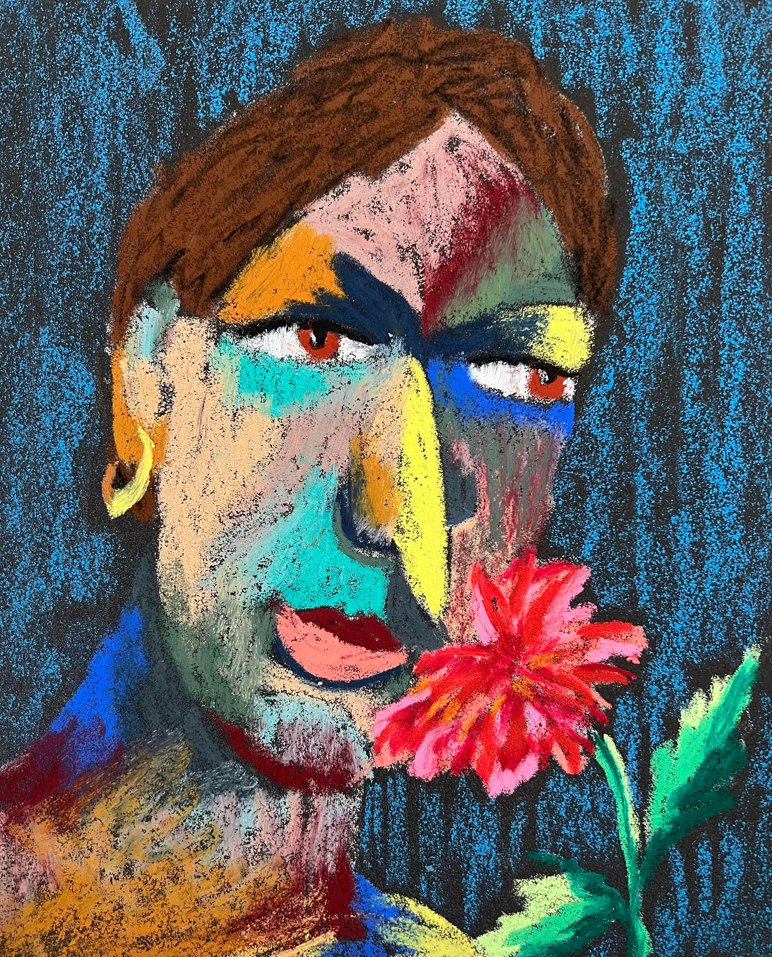 Owner. Oil pastel, sandpaper. 28 x 23 cm