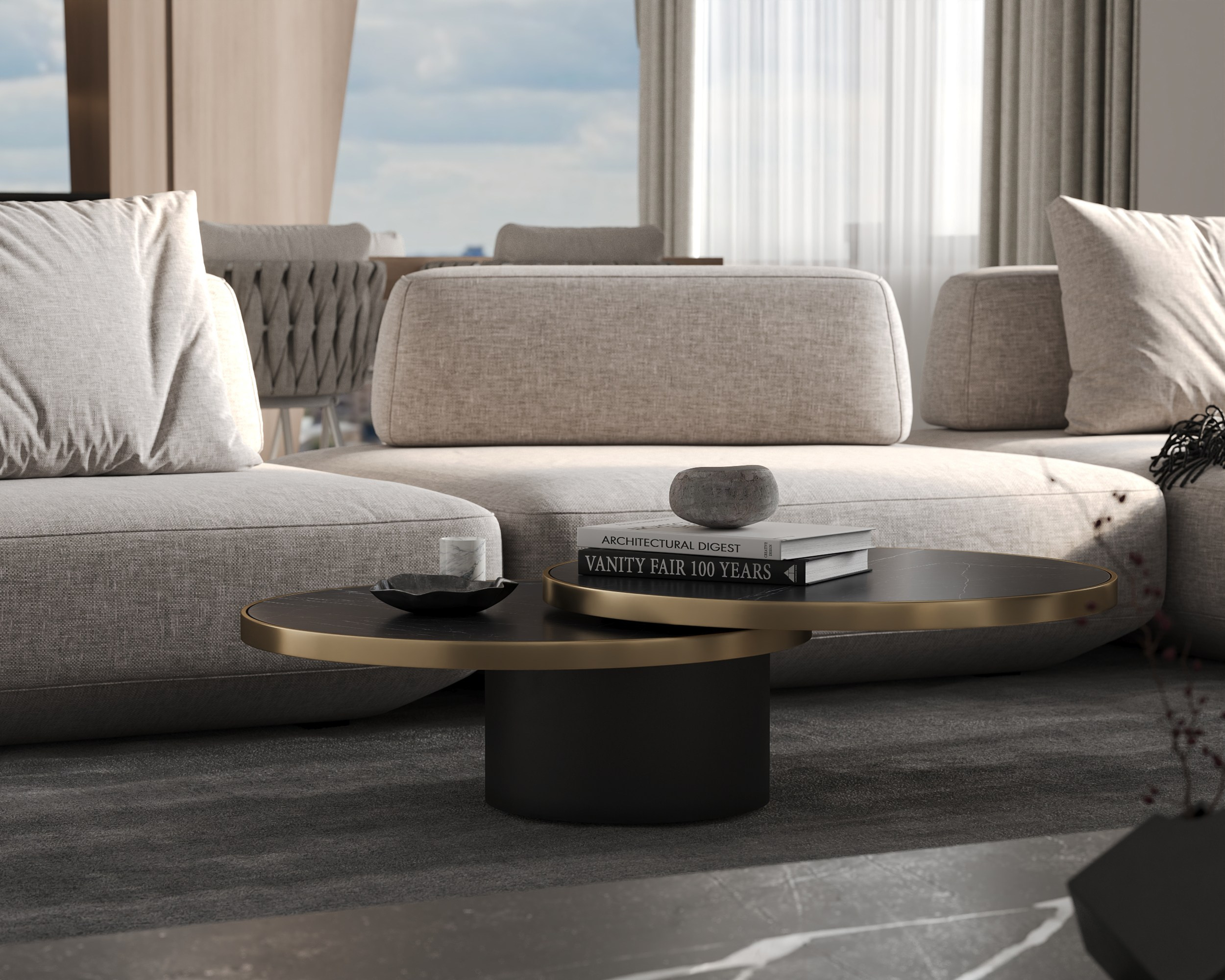 Marble Monolith & Soft Oak. 3D Визуализация