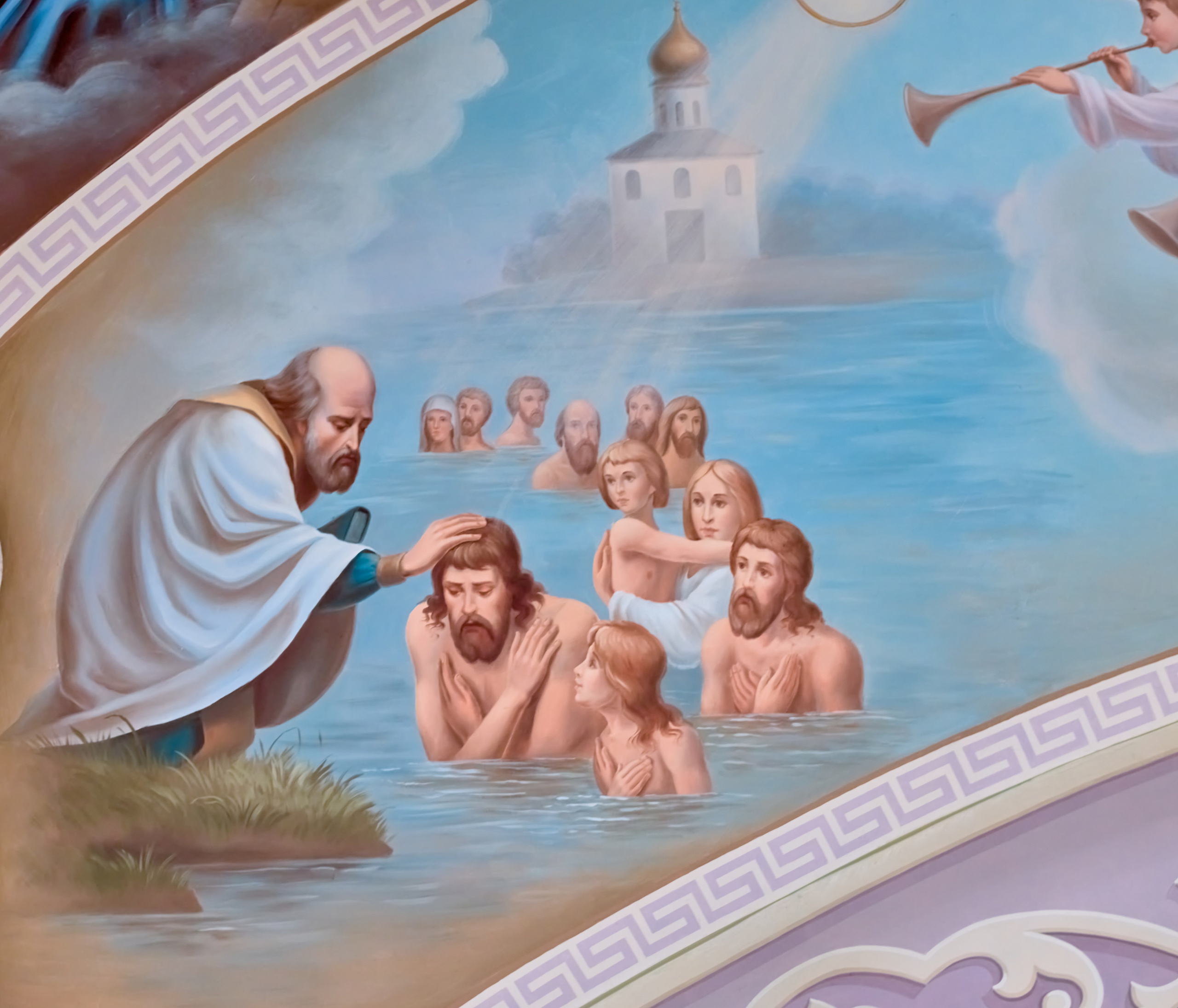 Композиционный элемент дугообразной фрески Крещение во Иордане 