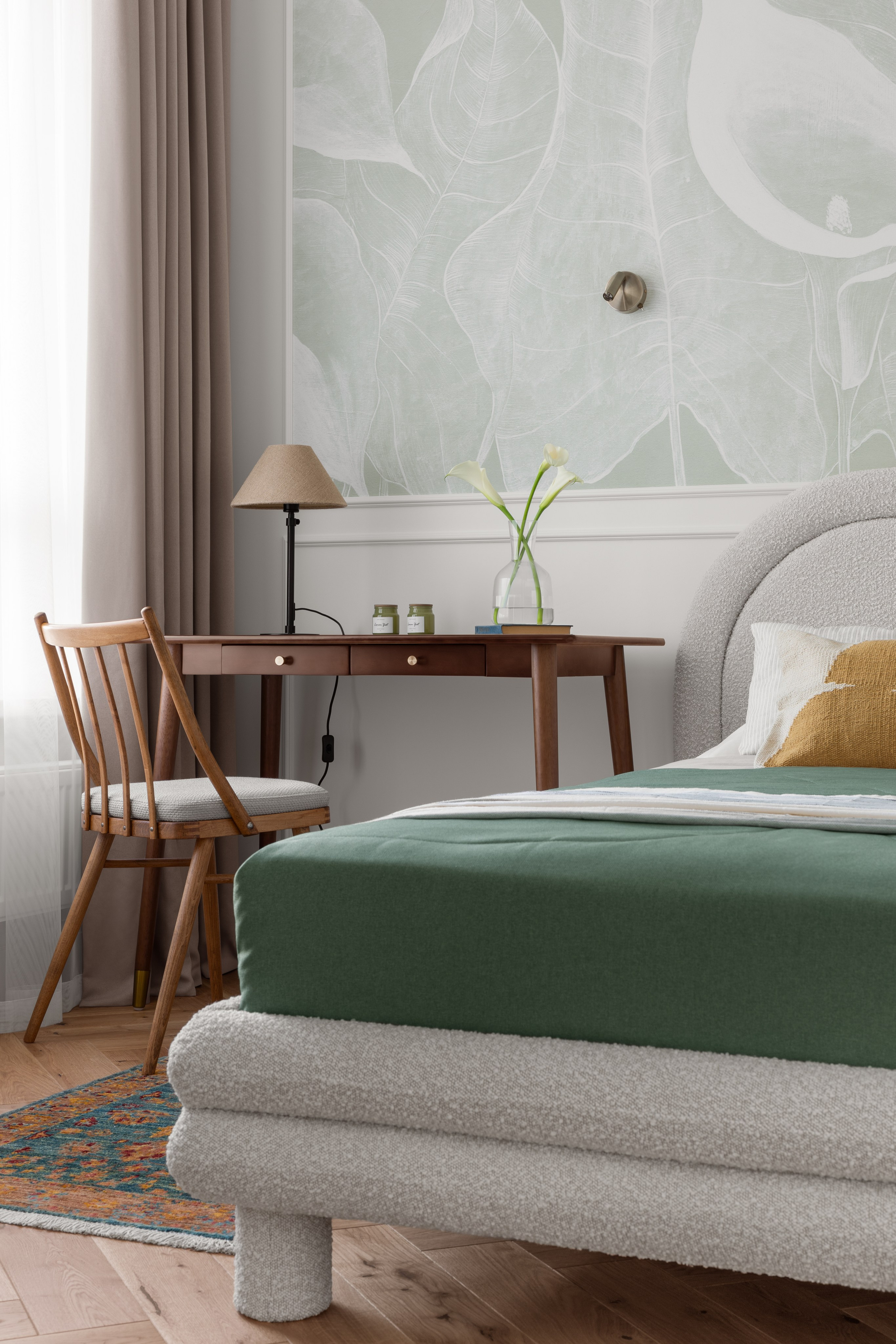 Интерьерная фотосъёмка в Астане, кадры реализованного дизайн-проекта квартиры для молодой девушки.