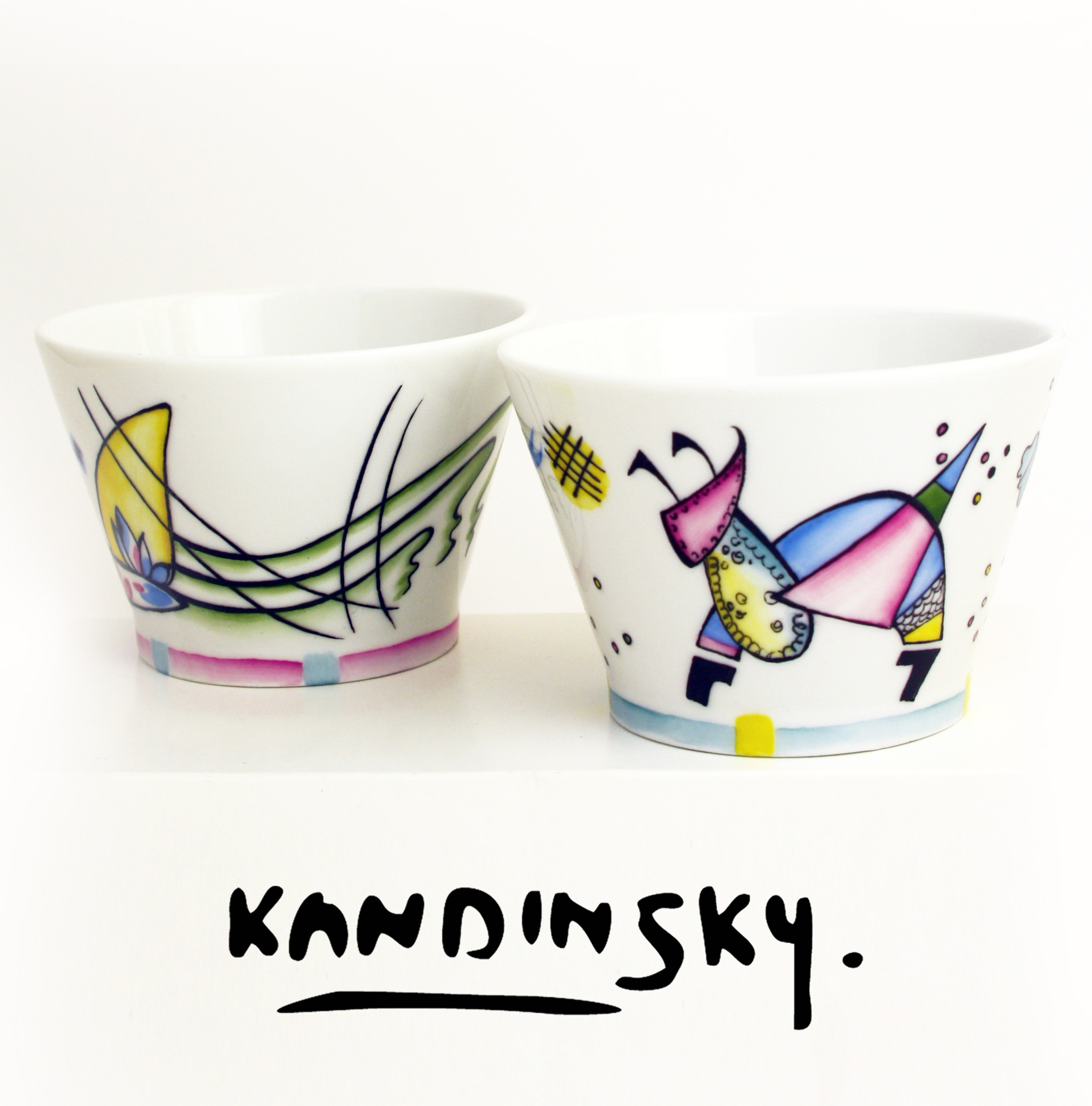 Стаканчики Василий Кандинский. Роспись фарфора в Санкт-Петербурге. 