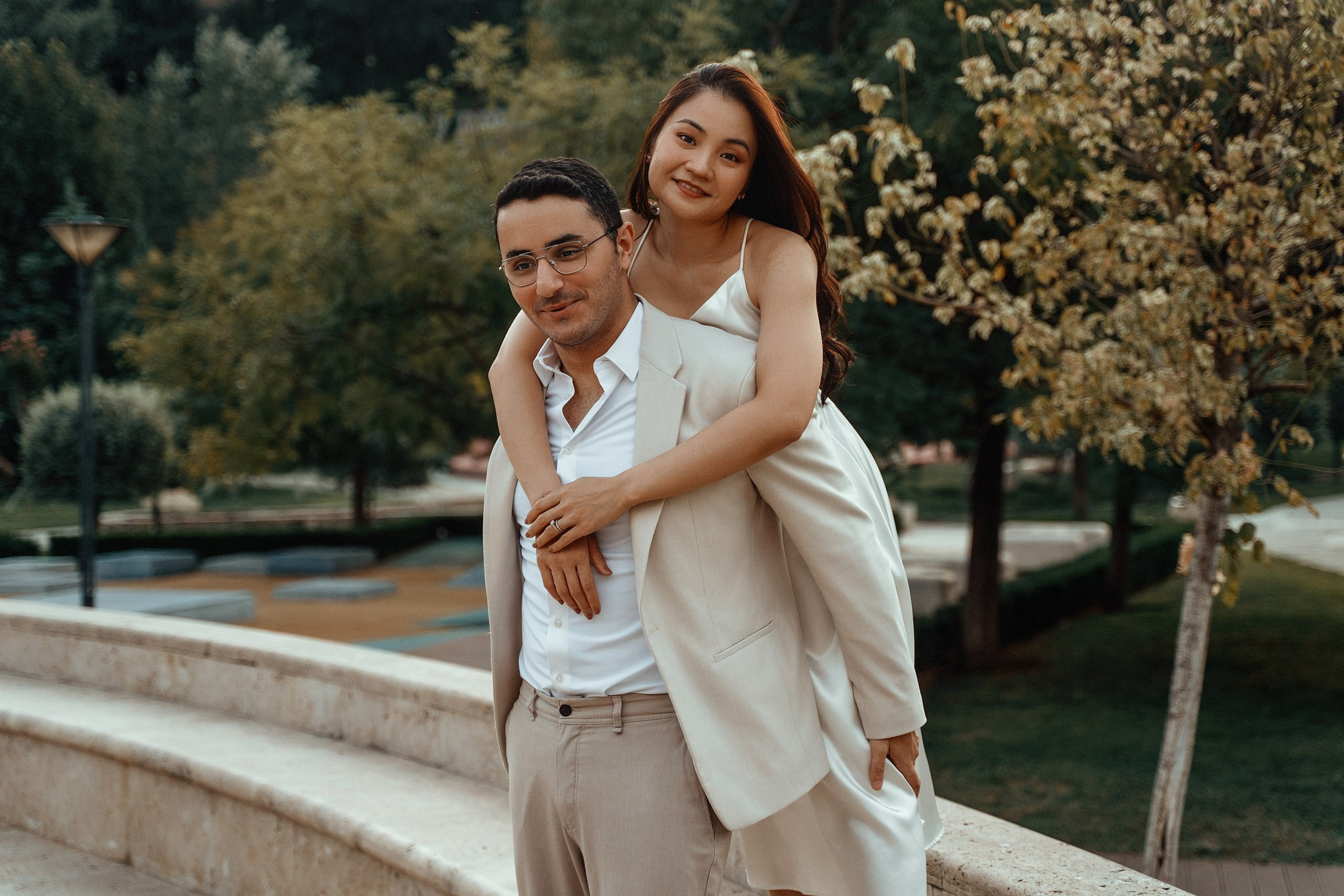 Alaeddine & Matika on the Peace Bridge in Tbilisi. Photographer Sergey Otkrytyi in Batumi & Tbilisi