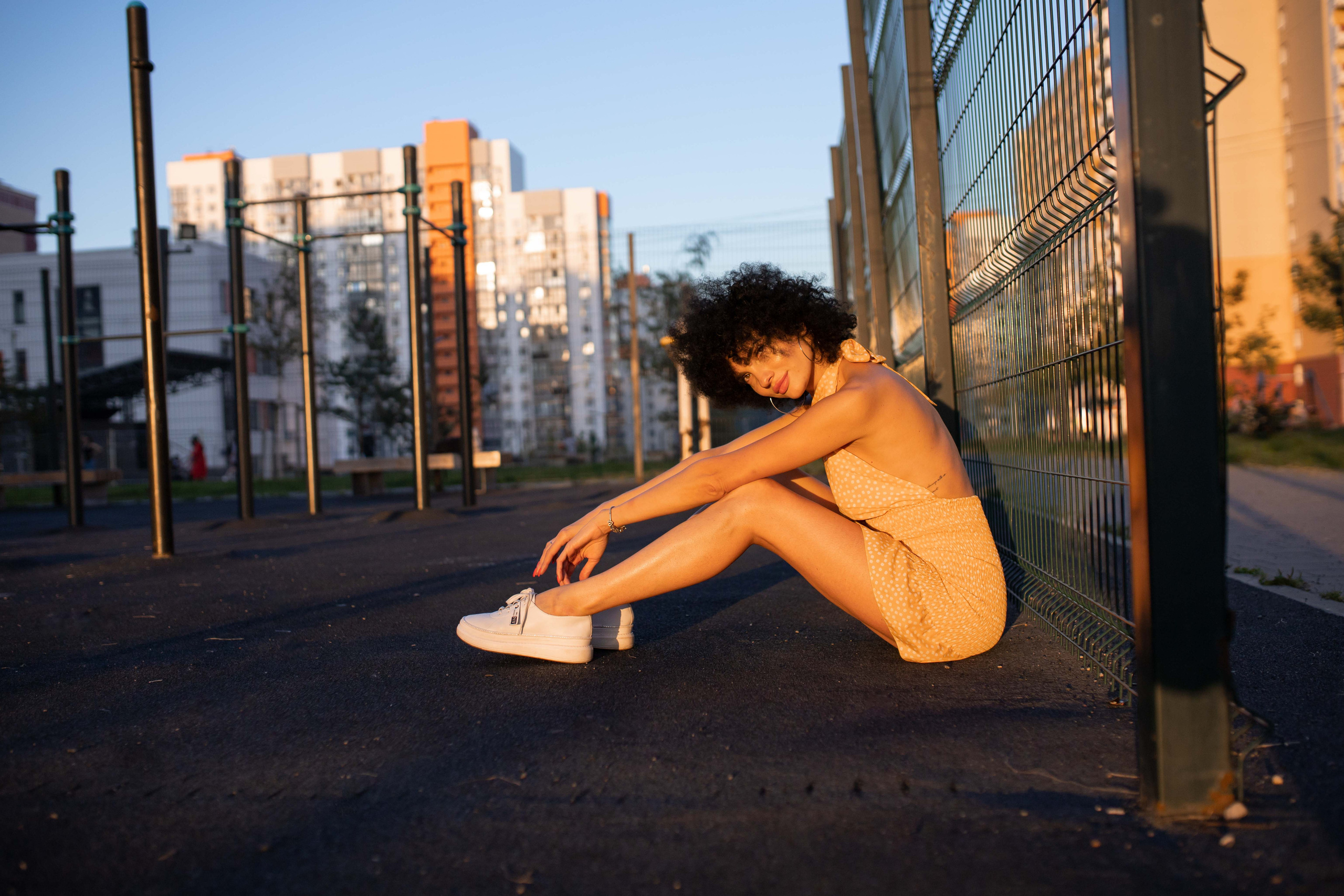 Женская фотосессия на закате. Афро. Фотограф Валерия Горбунова Подольск Бутово Видное Щербинка