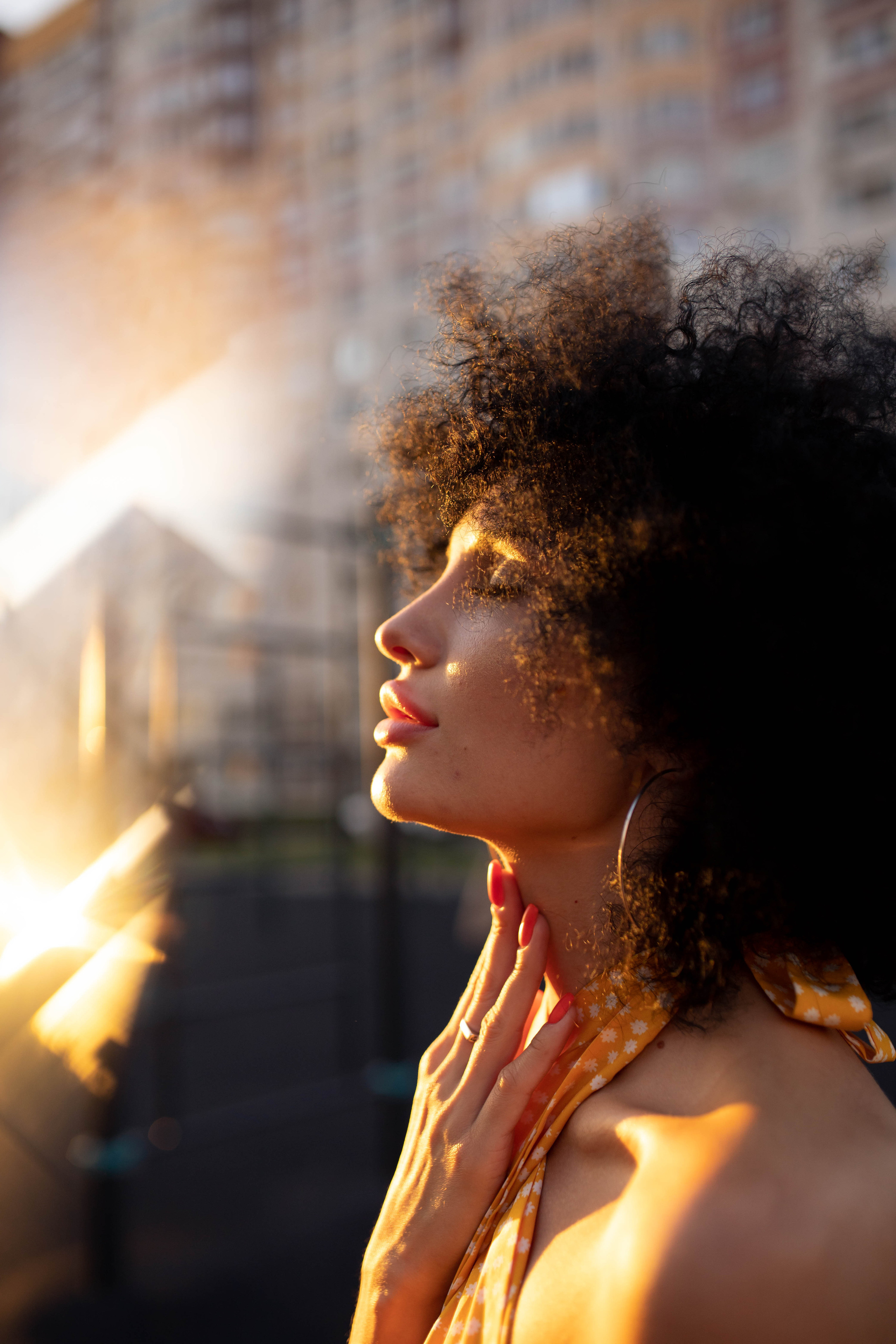 Женская фотосессия на закате. Афро. Фотограф Валерия Горбунова Подольск Бутово Видное Щербинка