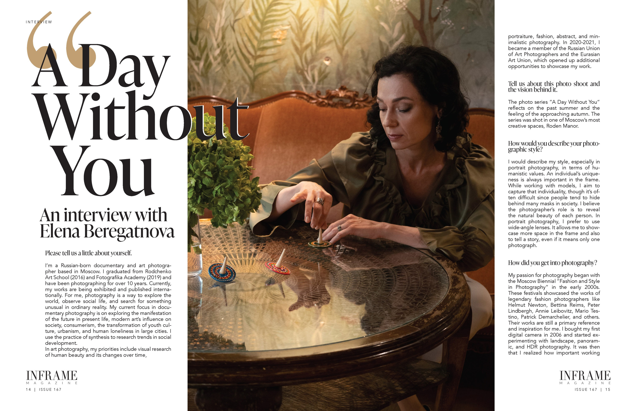 Editorial. Elena Beregatnova. Documentary and art photographer