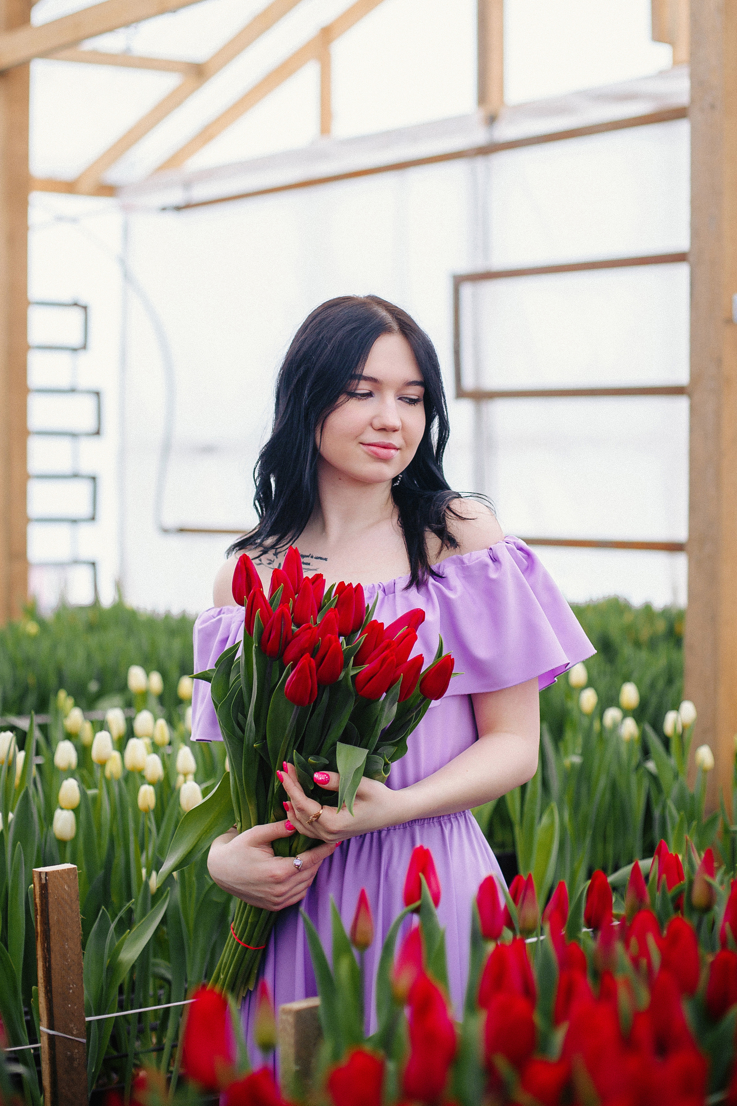 фотосессия в теплице тюльпанов