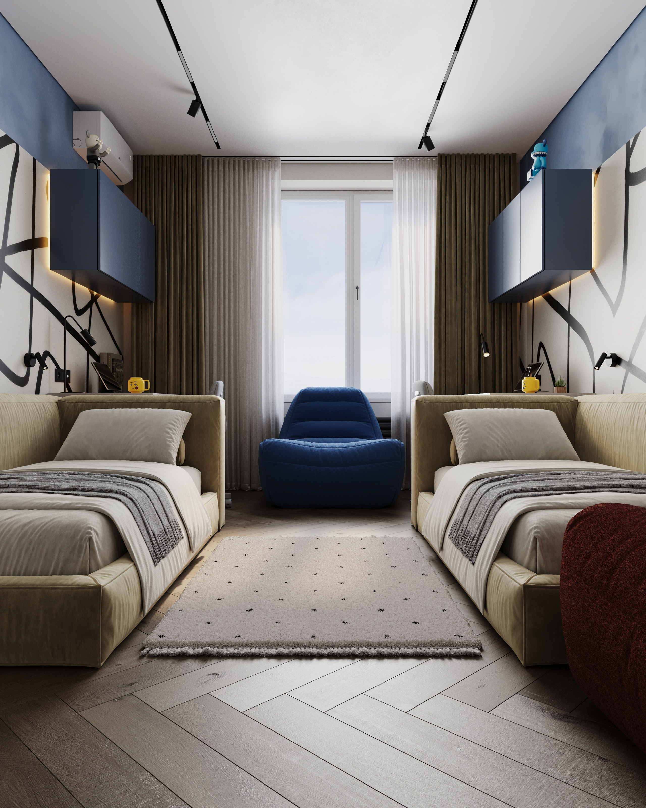 Детская для мальчиков ЖК Зеленые кварталы. Визуализации интерьера