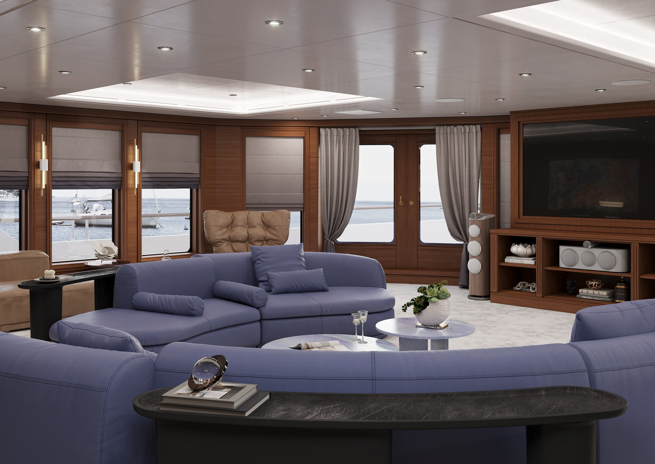 3 варианта гостиной на яхте. Дизайн Марина Павлюченкова. 3D визуализатор интерьеров Ксения Жарко