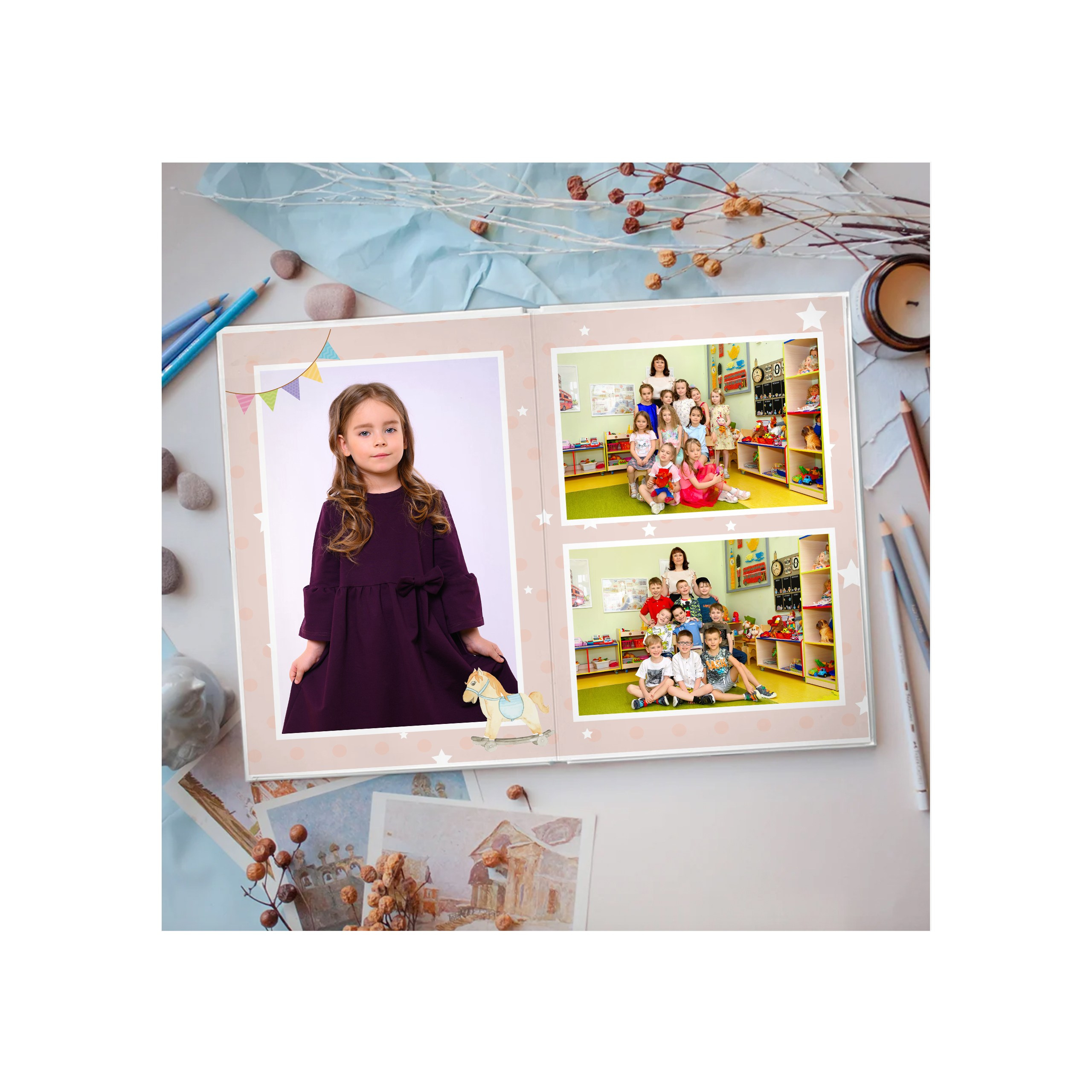 Альбом в детский сад за 2400 руб. на 2 разворота. Выпускной школьный альбом в Москве / Школьный фотограф Юлия Михайленко