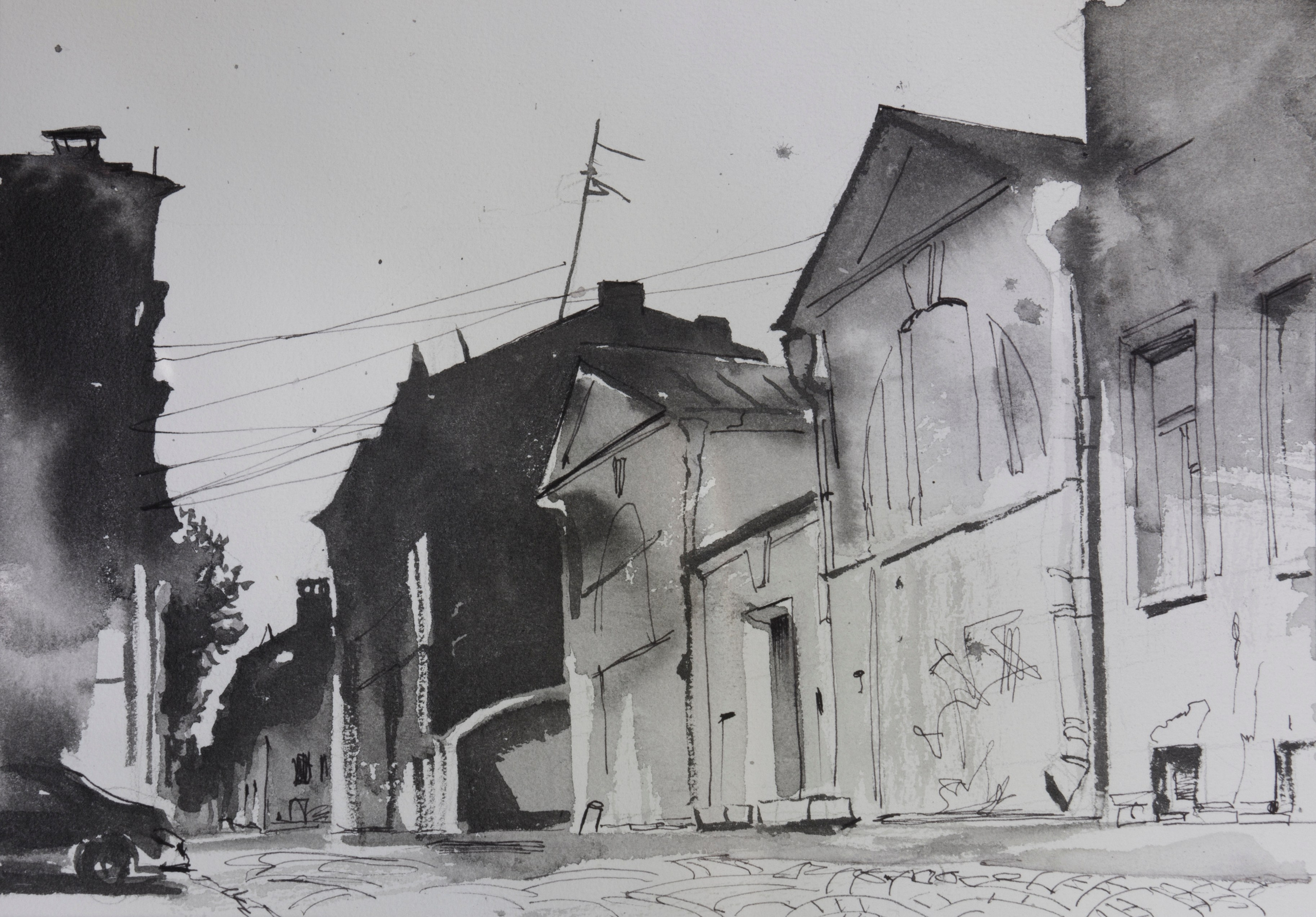 город, графика, черно-белый город, белые ночи, Петербург