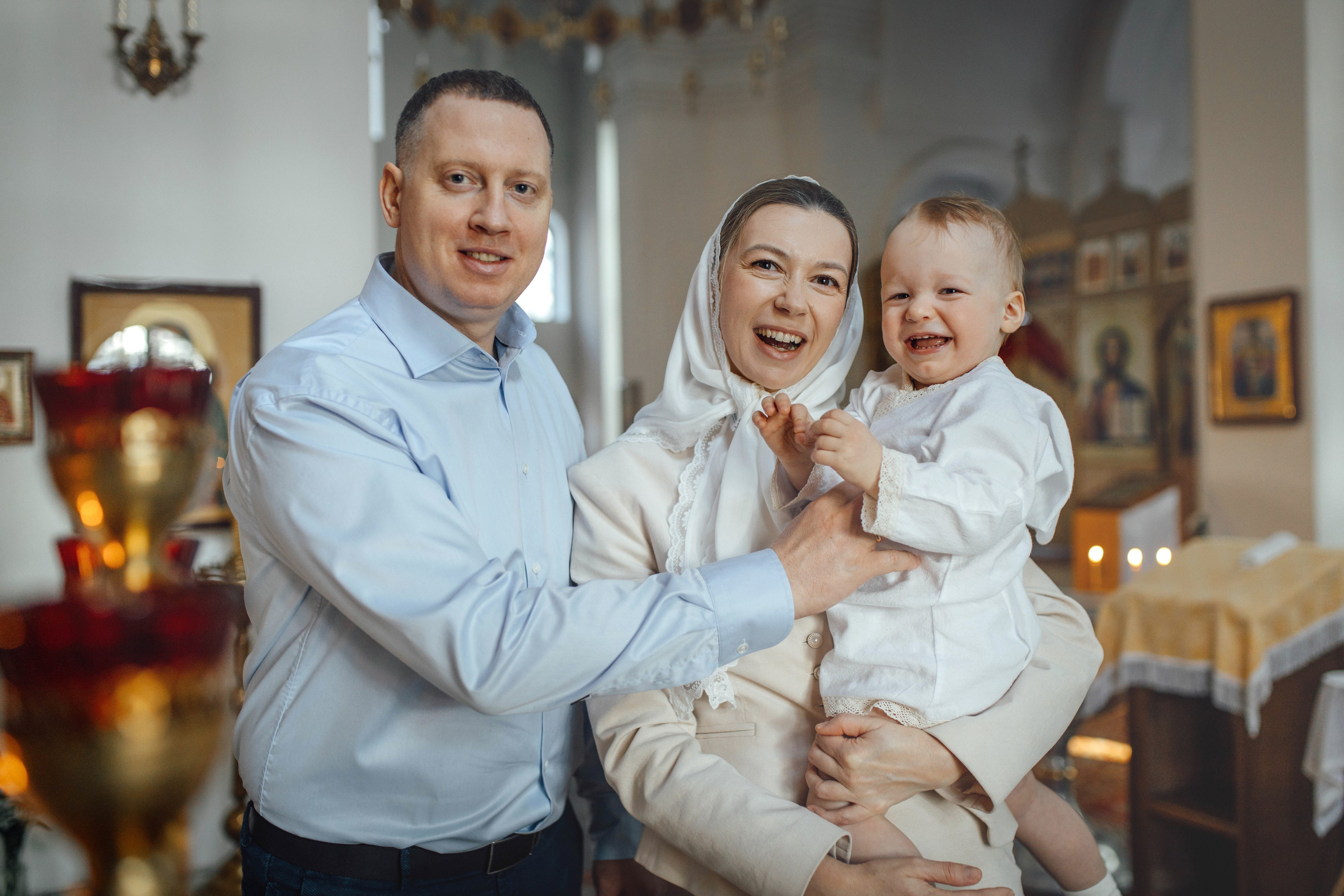 Таинство крещения Льва, храм Вознесения Господня, Ждановичи, февраль 2025