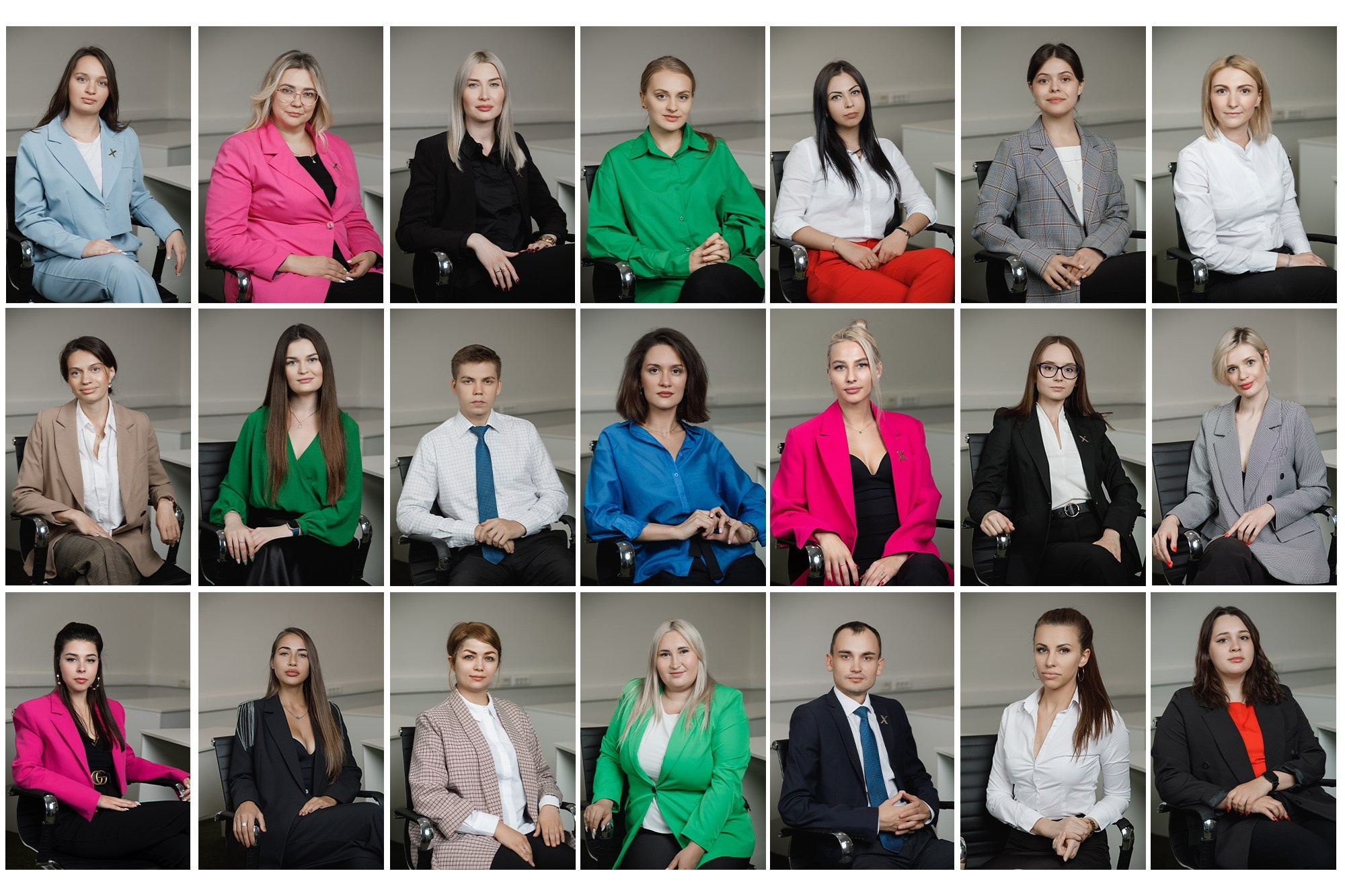 Колаж портретов сотрудников с бизнес фотосессии