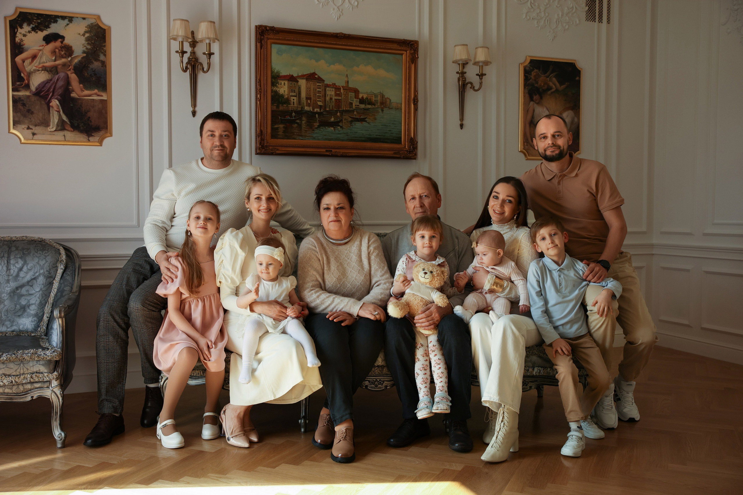 Семейная фотосессия большая семья фотосессия большой семьи фотосессия. Фотограф Владимир Москва