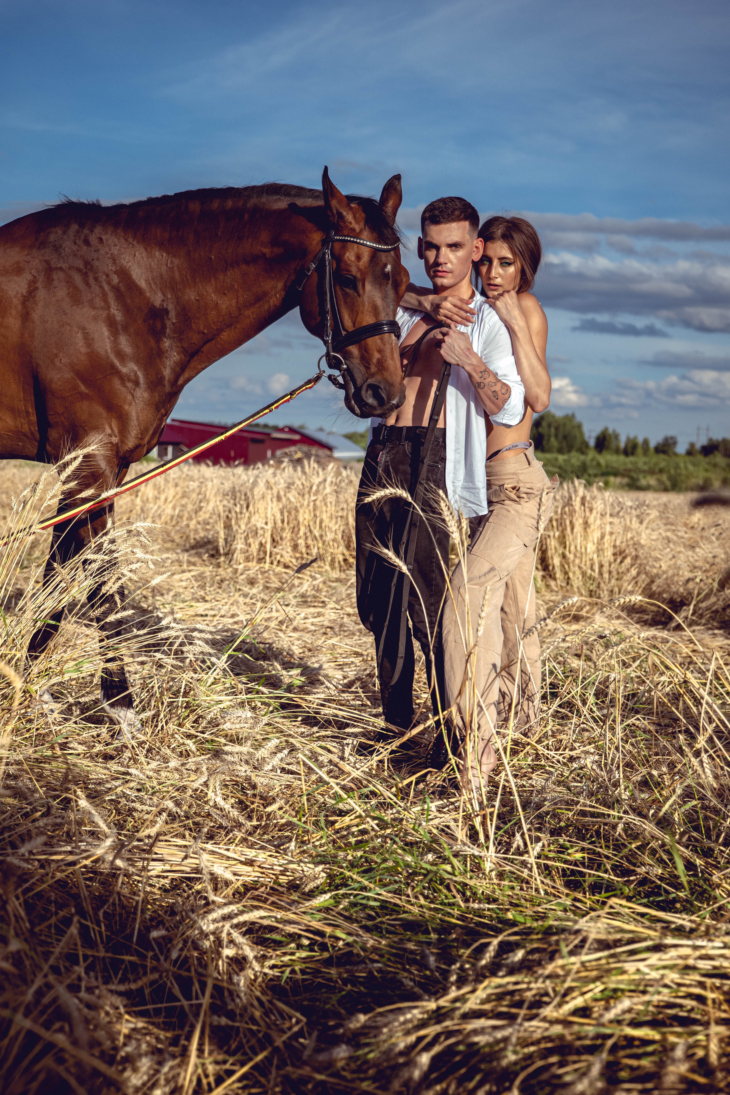 Фотодень в поле с конями. Фотосессия в Спб в студии, фотограф Панютина Марина