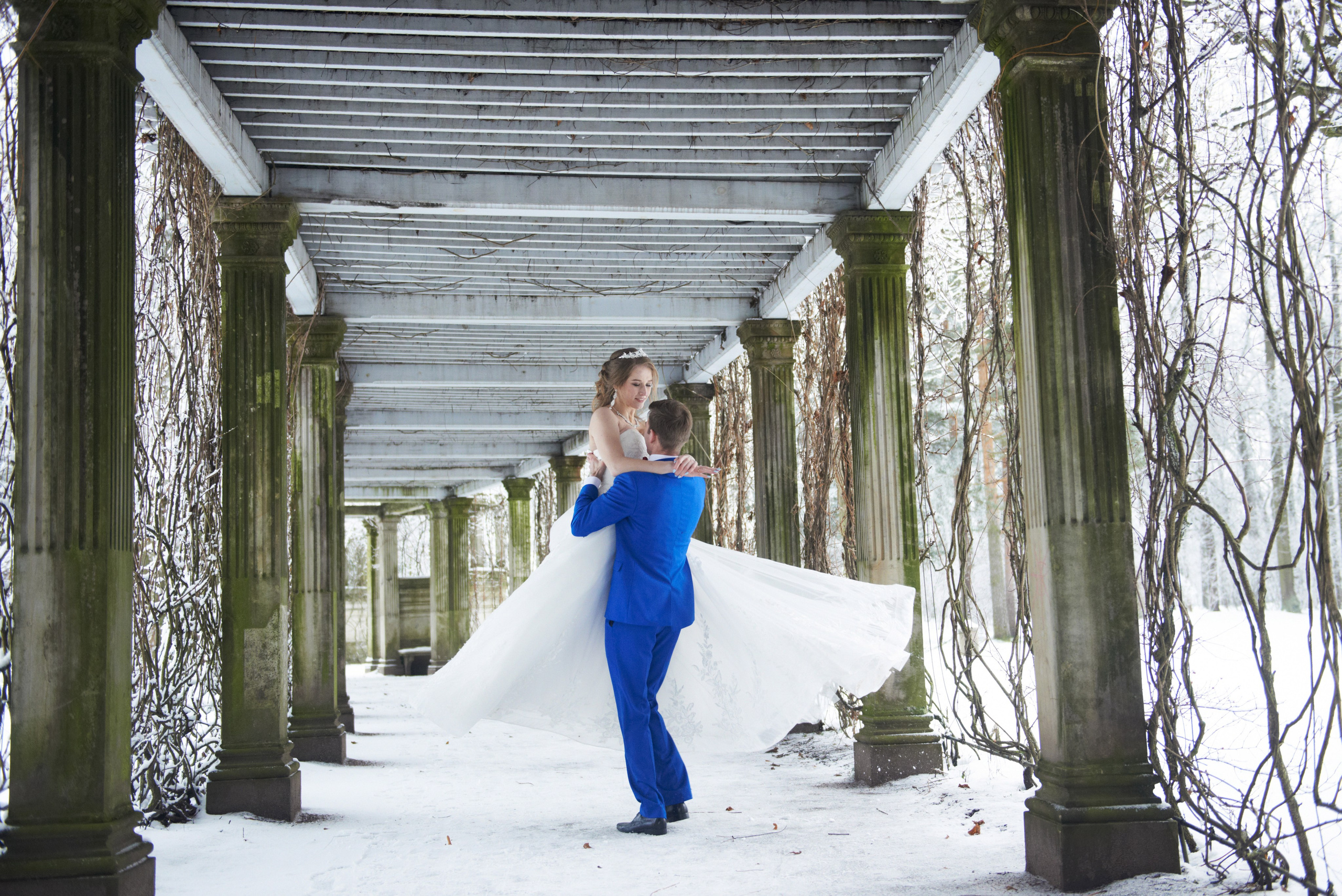 Надежда и Владислав (зимняя свадебная фотосессия в Пушкине в Екатерининском парке). Портретный, семейный и свадебный фотограф в Санкт-Петербурге и в Пушкине Ширяев Денис