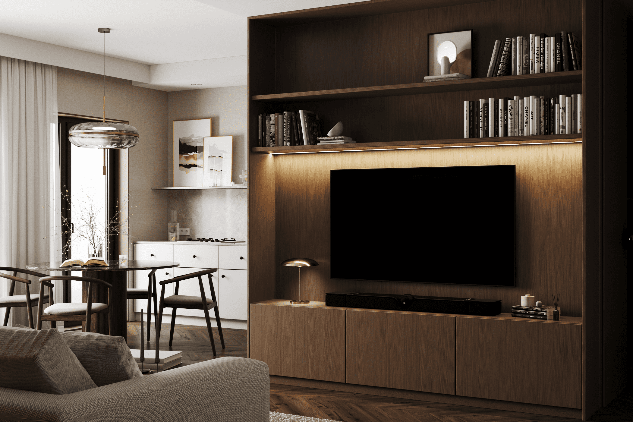 Kitchen and living room_A3_2024. 3d визуализатор интерьера Анастасия Лосицкая