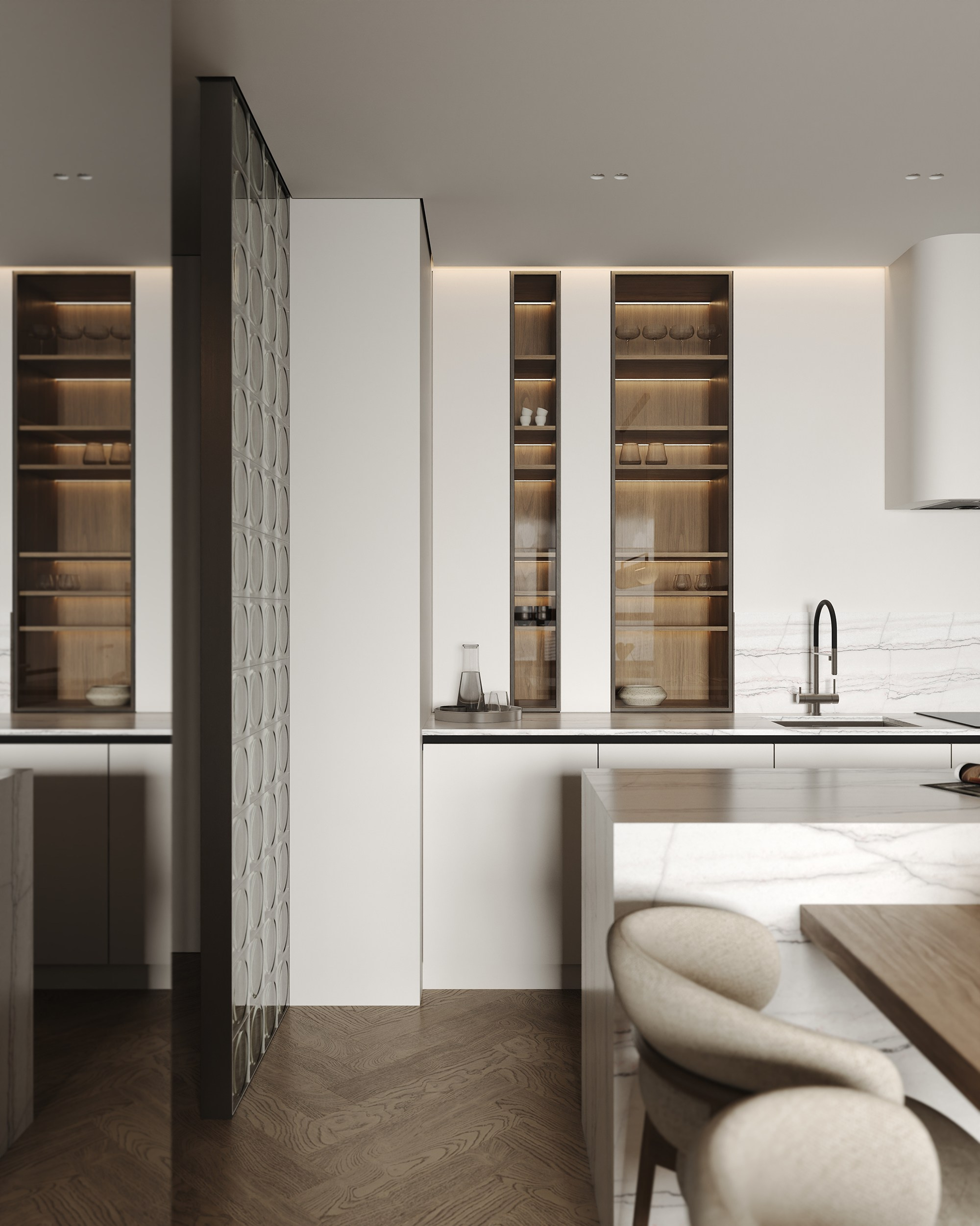 Кухня-гостиная ЖК «Парк столиц». 3D визуализация интерьера Надежда Соколова