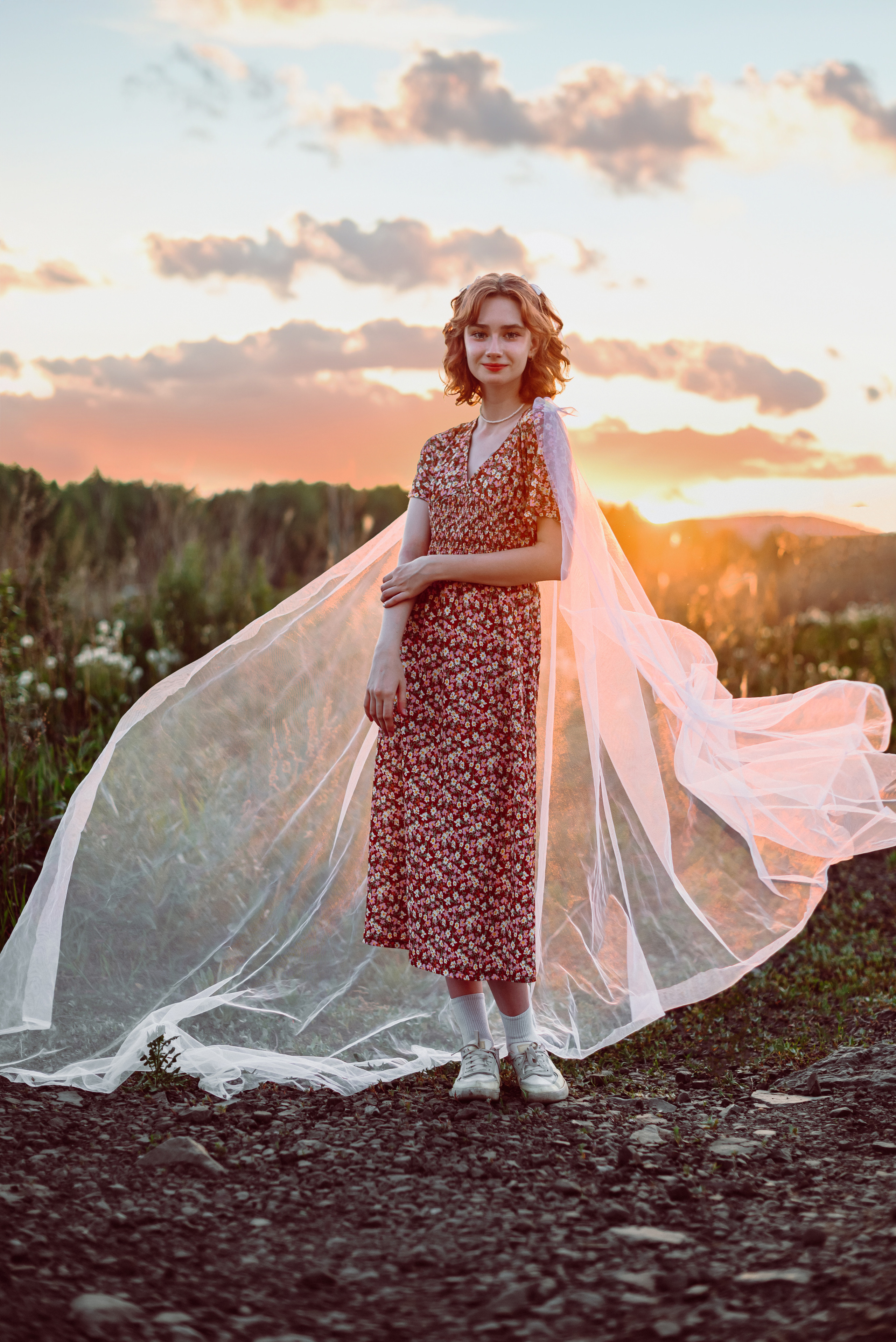 Фотосессия в цветущих яблонях в г. Кемерово