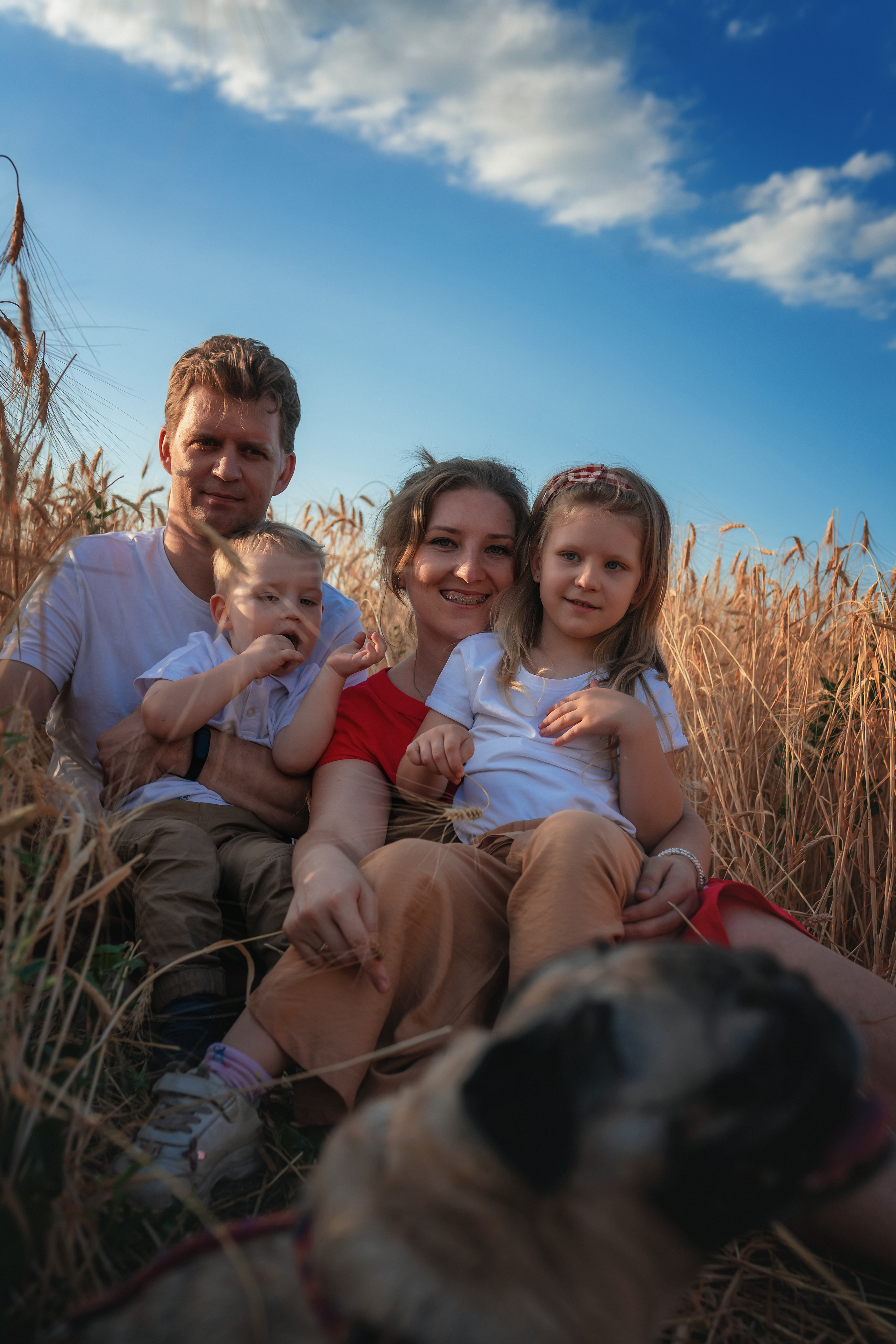 Миша, Настя, Полина и Леша в поле. Семейный фотограф в Алматы Анжелика Али Номан