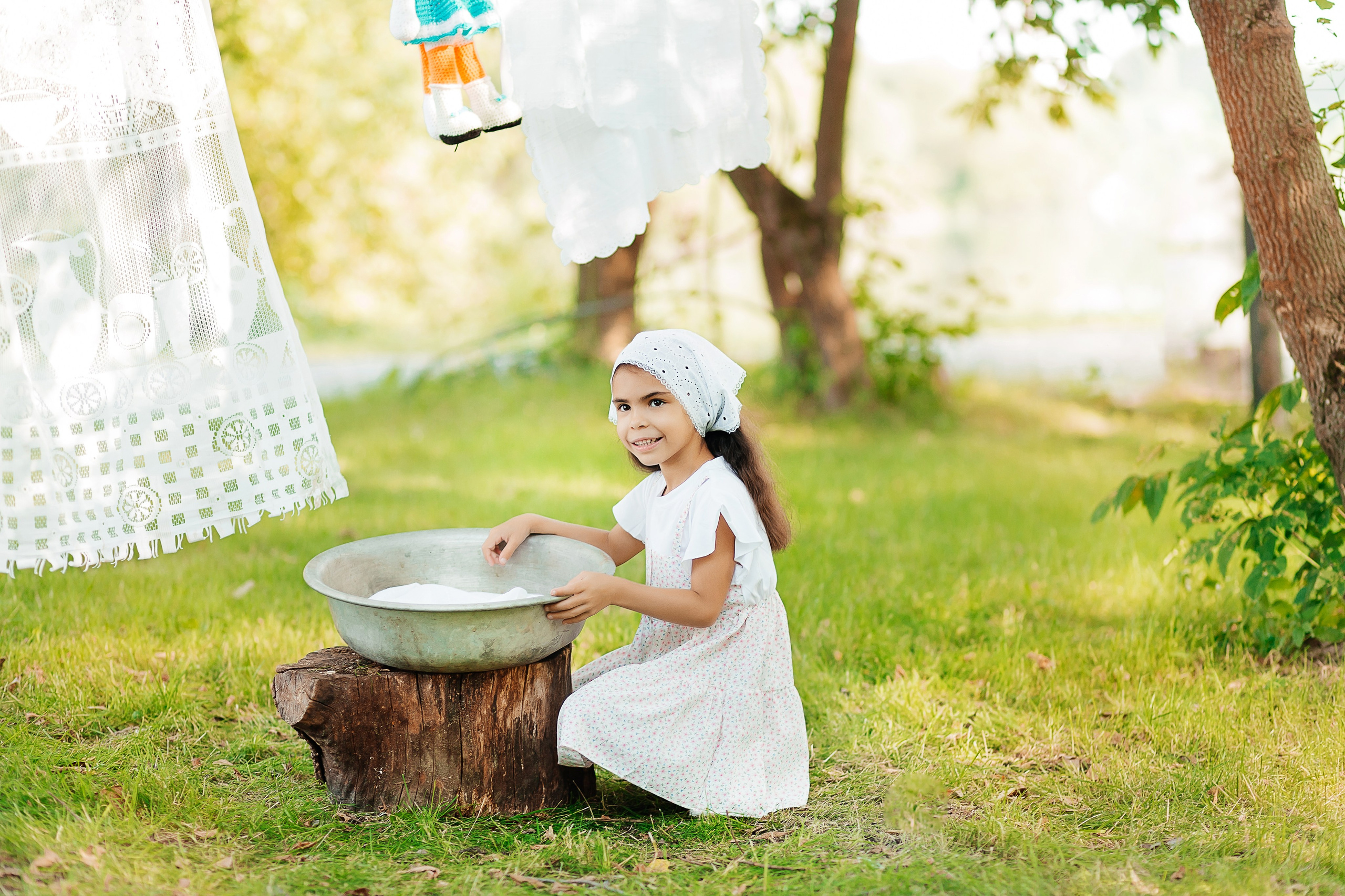 Семейная уличная фотосессия «Большая стирка». Фотограф в Подольске — Мария Бучнева