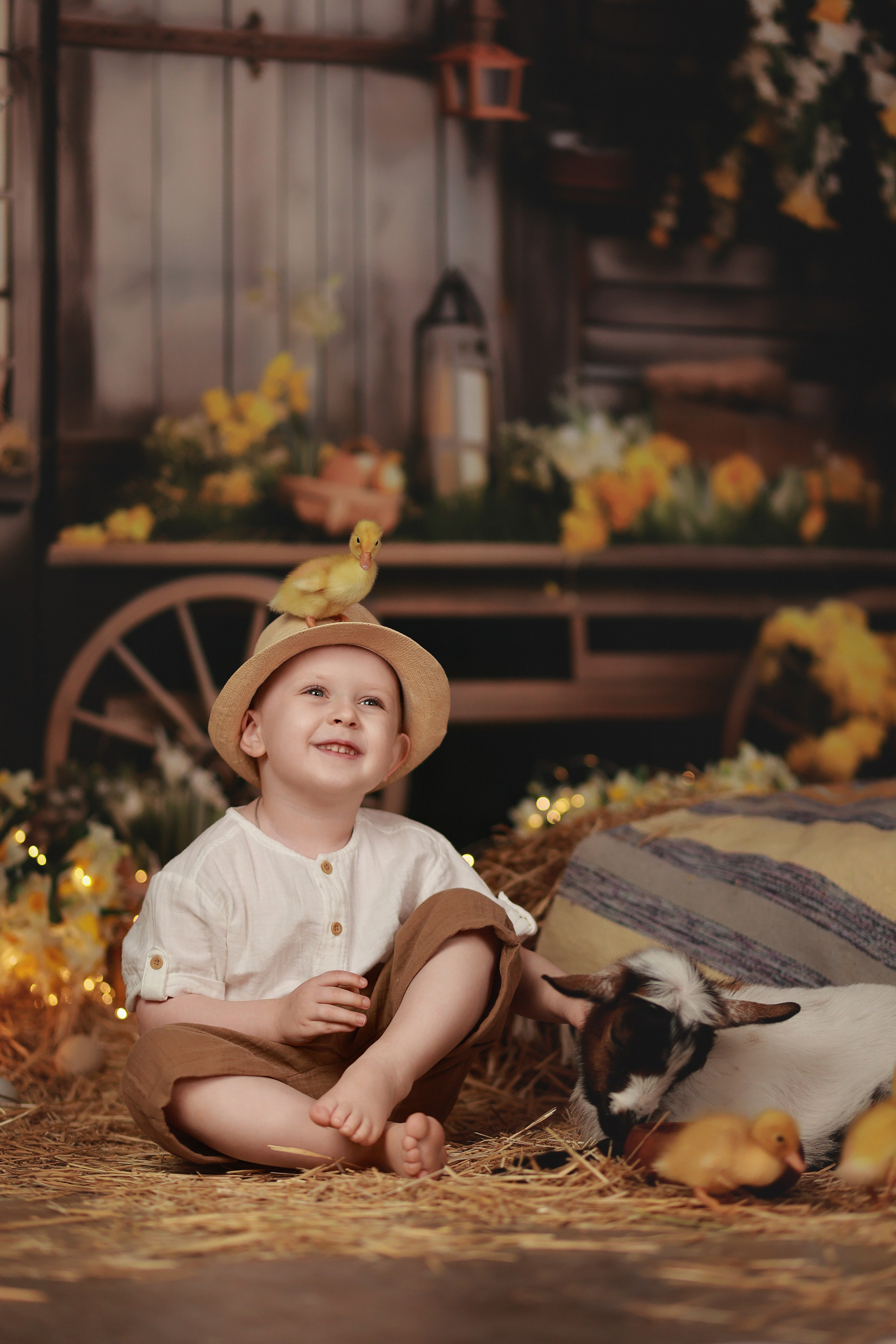 Фотопроект с козочкой и кроликами. Детский семейный фотограф Краснодар