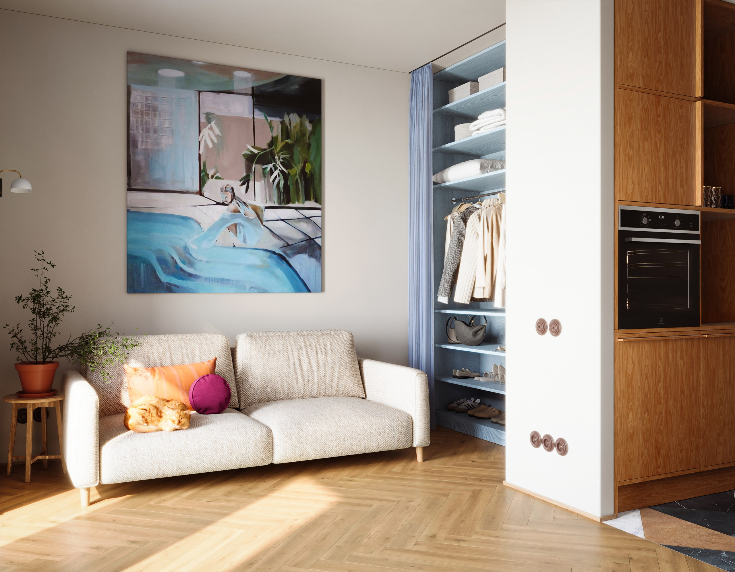 Дизайн-проект квартиры-студии (ЖК Среда на Лобачевского). KSYUSCHENKA — дизайн интерьеров в Москве, Петербурге и по всему миру