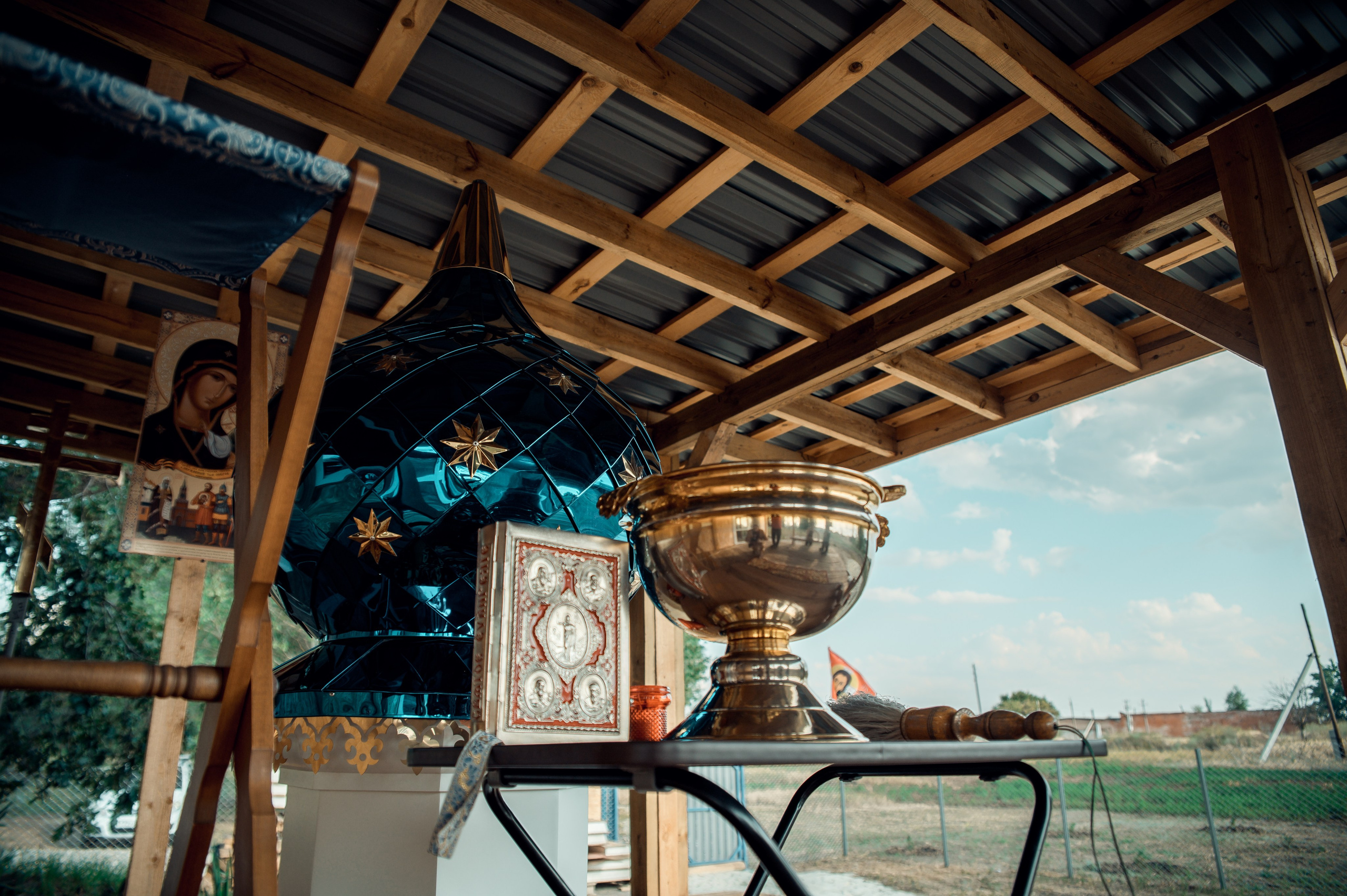 Освещение купола в храме Казанской иконы Божьей Матери х. Закутский. Церковный, семейный и репортажный фотограф Волгоград, Волжский