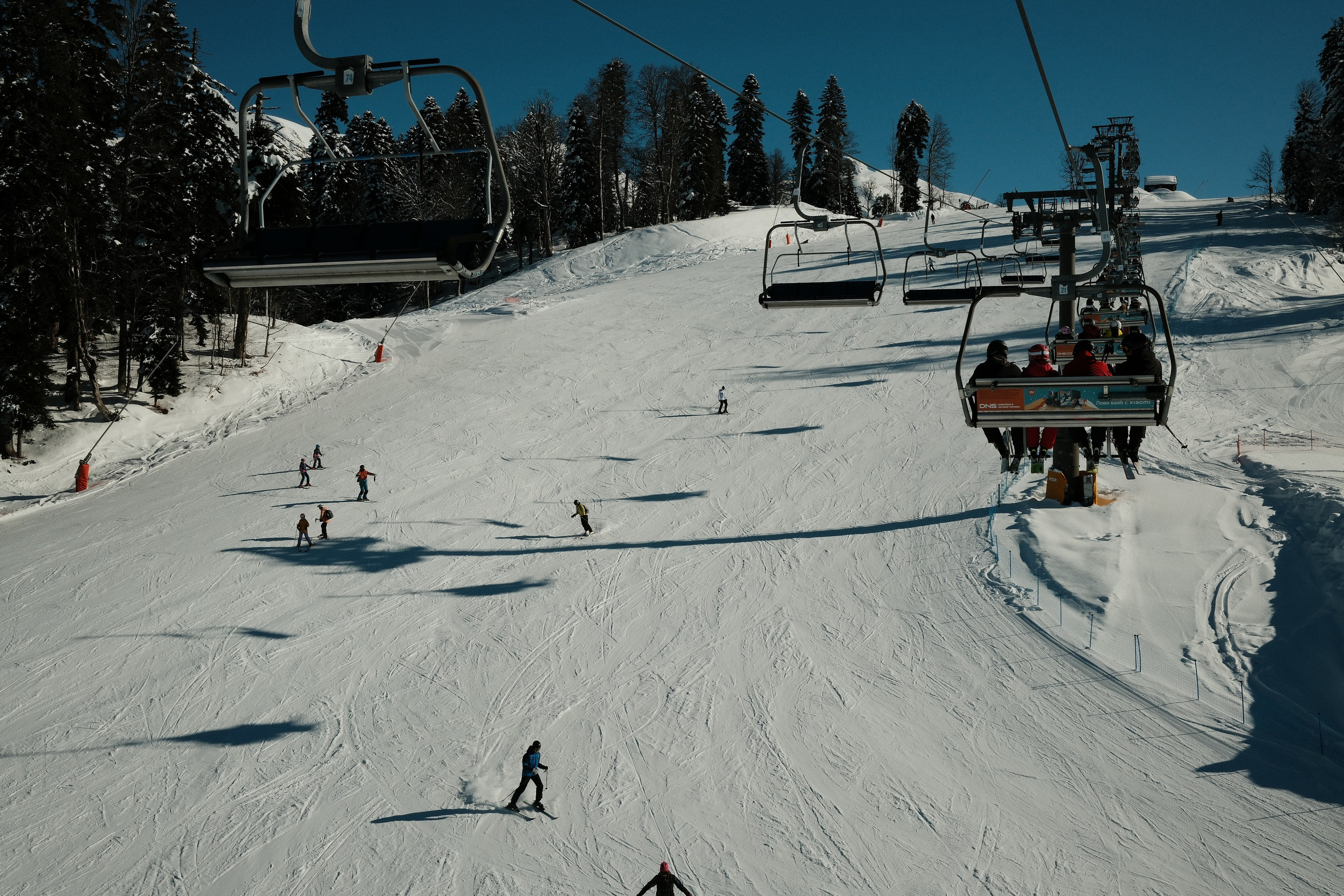 Склон Лауры. Горнолыжный курорт Газпром Поляна.